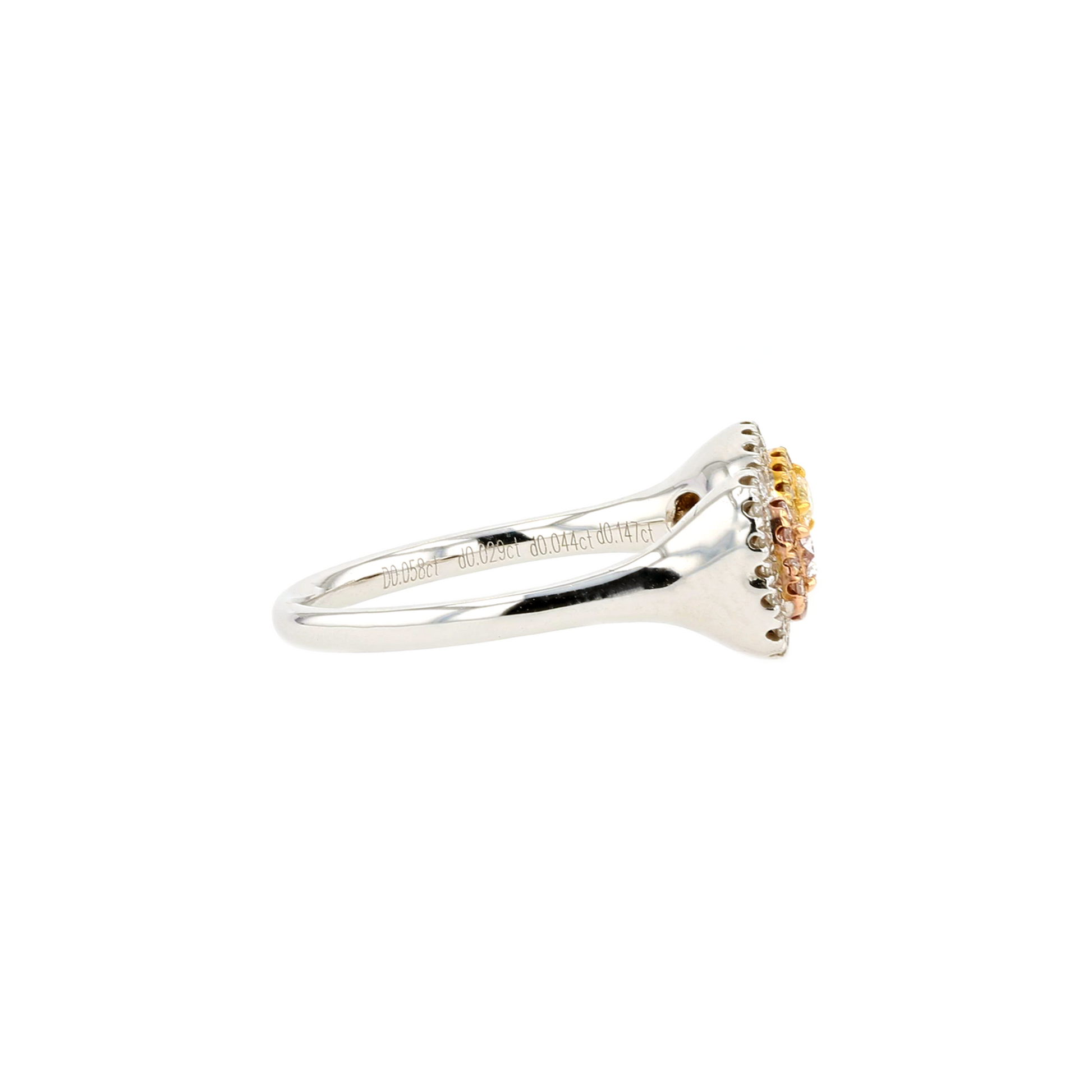 18KG 0.058/0.07ct Natural Untreated Pink&Yellow Diamond Ring