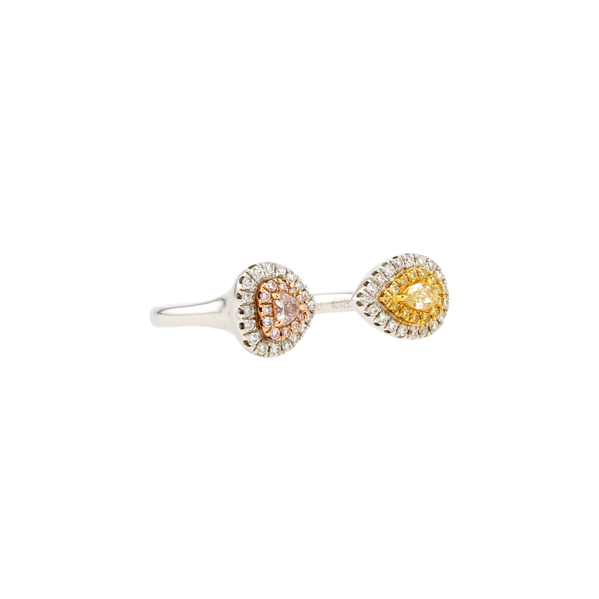 18KG 0.058/0.07ct Natural Untreated Pink&Yellow Diamond Ring