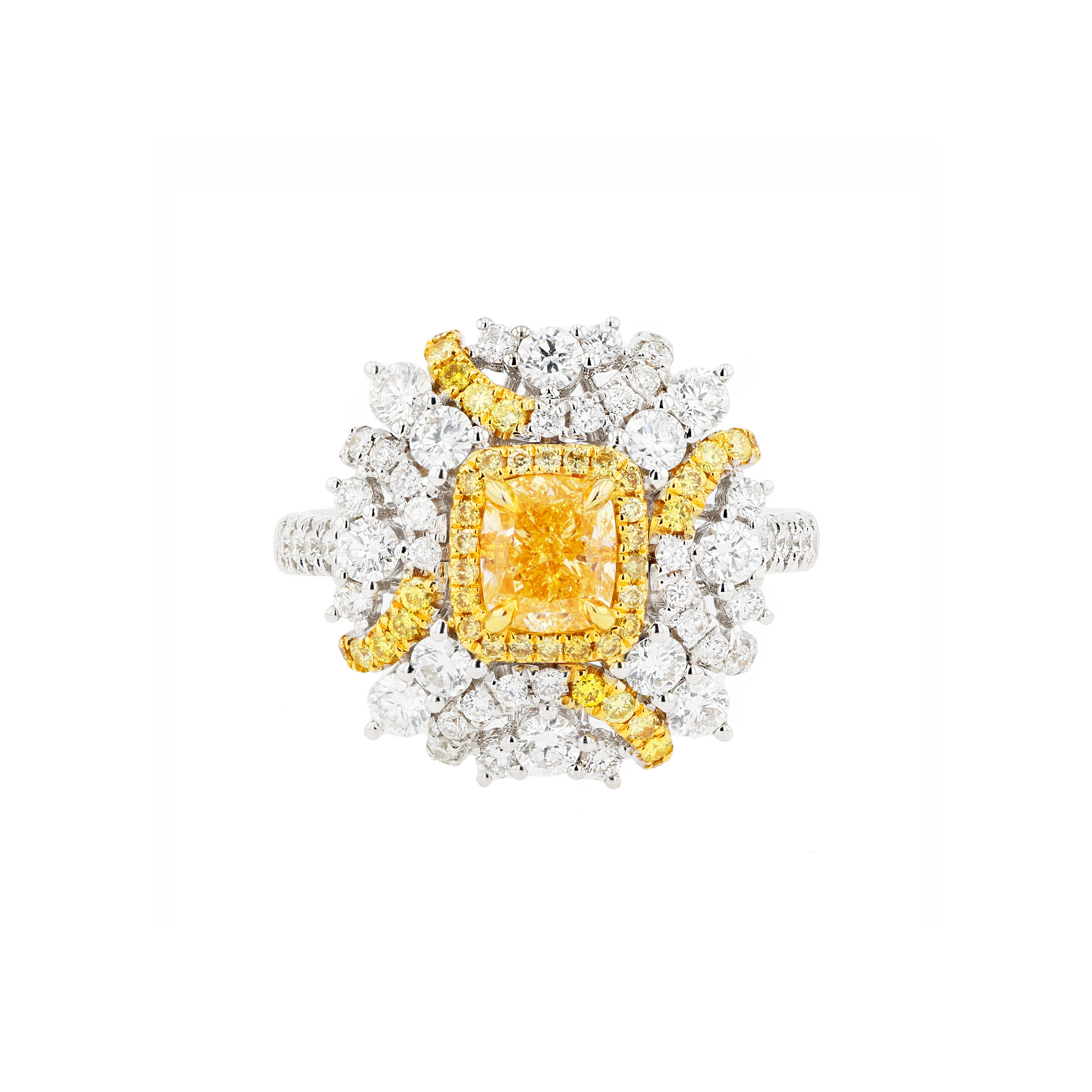 18KG 1.00ct Natural Untreated Yellow Diamond Ring/Pendant