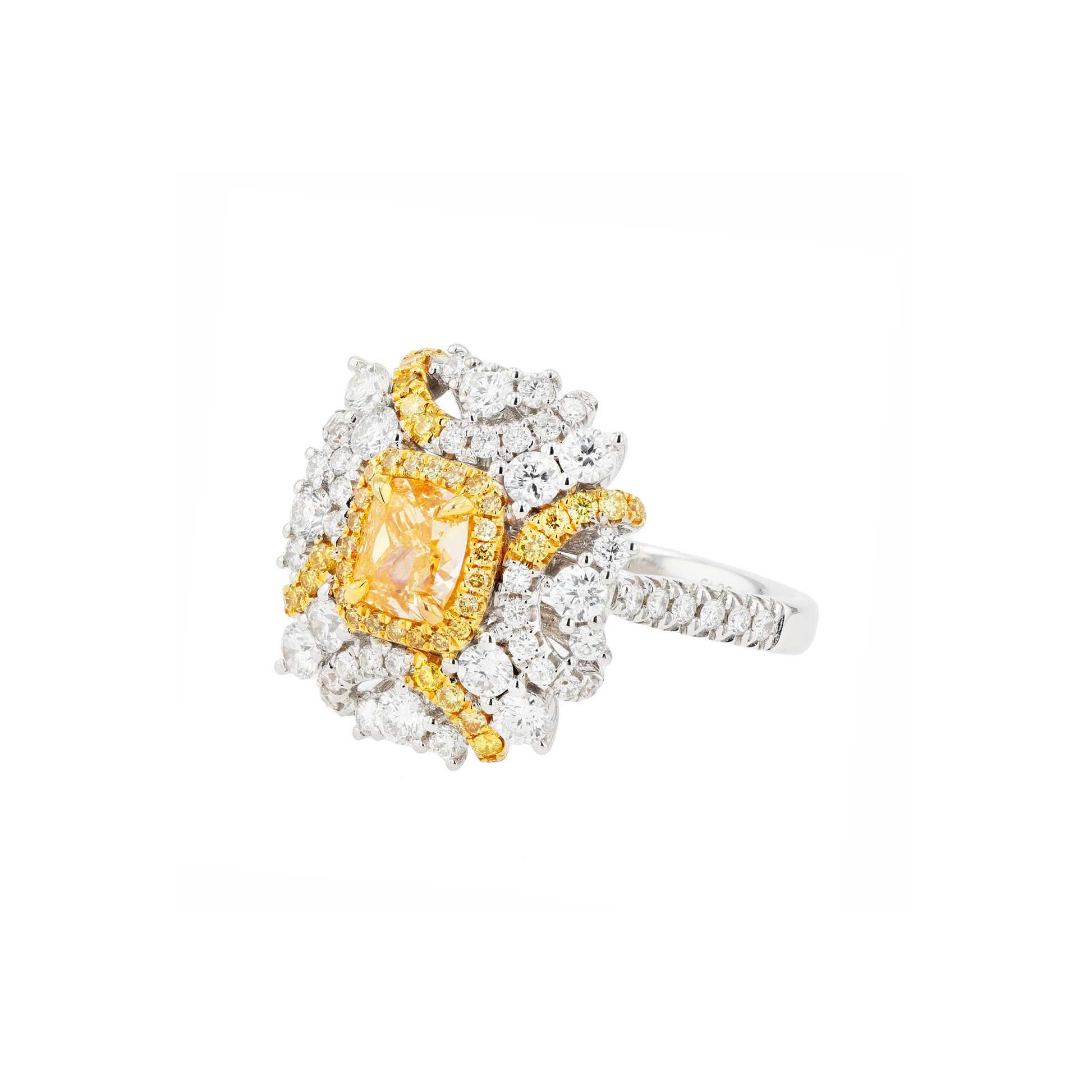 18KG 1.00ct Natural Untreated Yellow Diamond Ring/Pendant