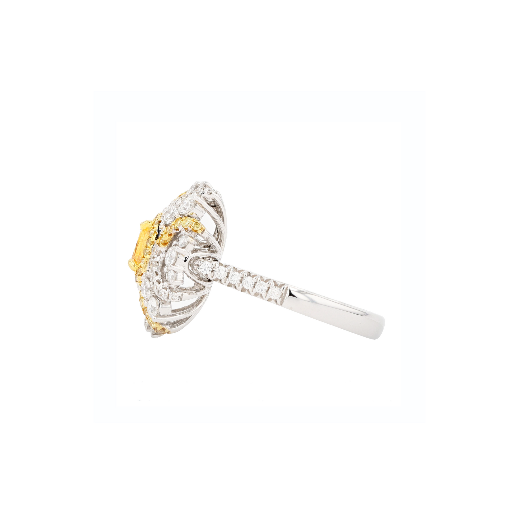18KG 1.00ct Natural Untreated Yellow Diamond Ring/Pendant