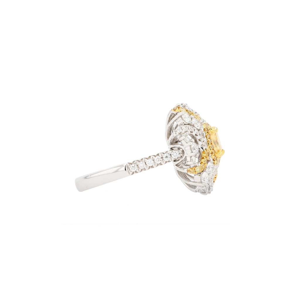 18KG 1.00ct Natural Untreated Yellow Diamond Ring/Pendant