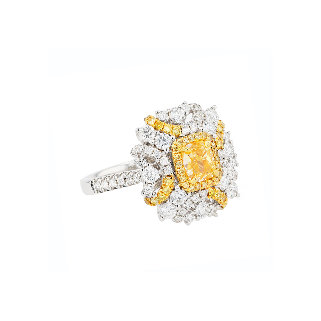 18KG 1.00ct Natural Untreated Yellow Diamond Ring/Pendant