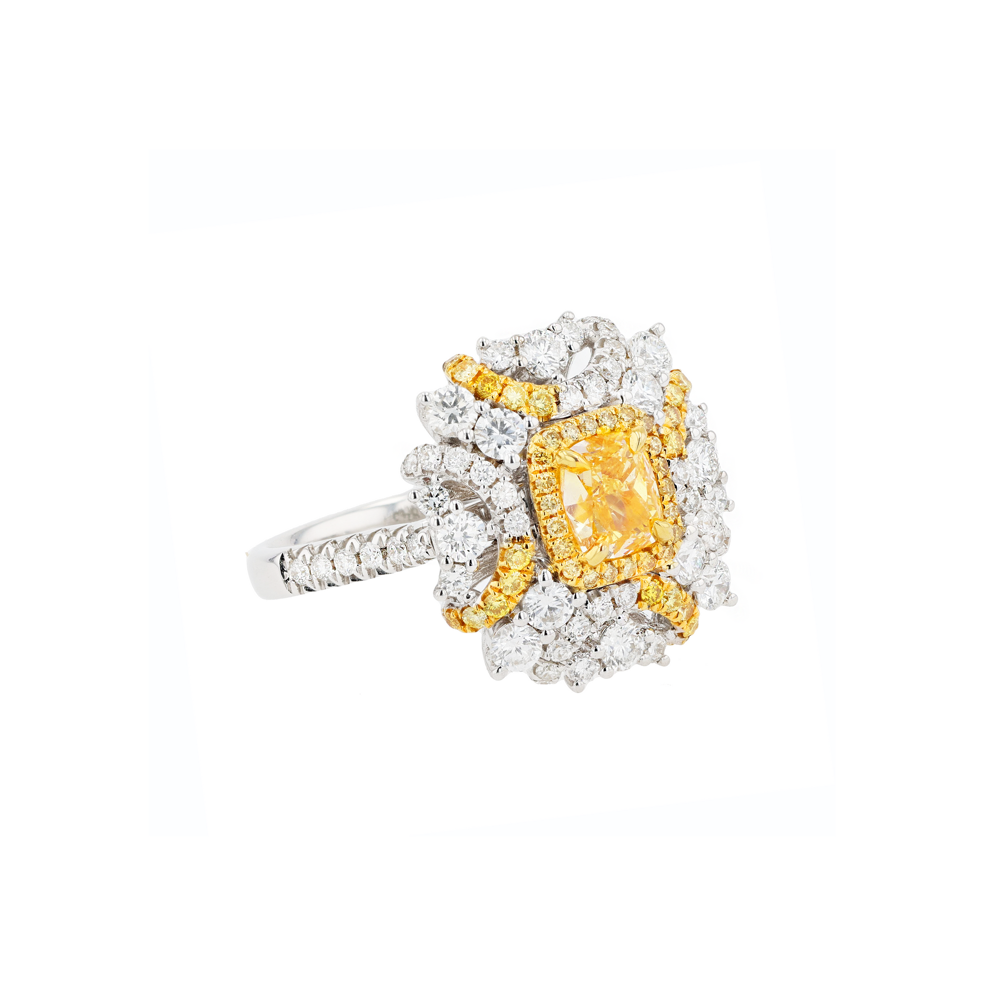 18KG 1.00ct Natural Untreated Yellow Diamond Ring/Pendant