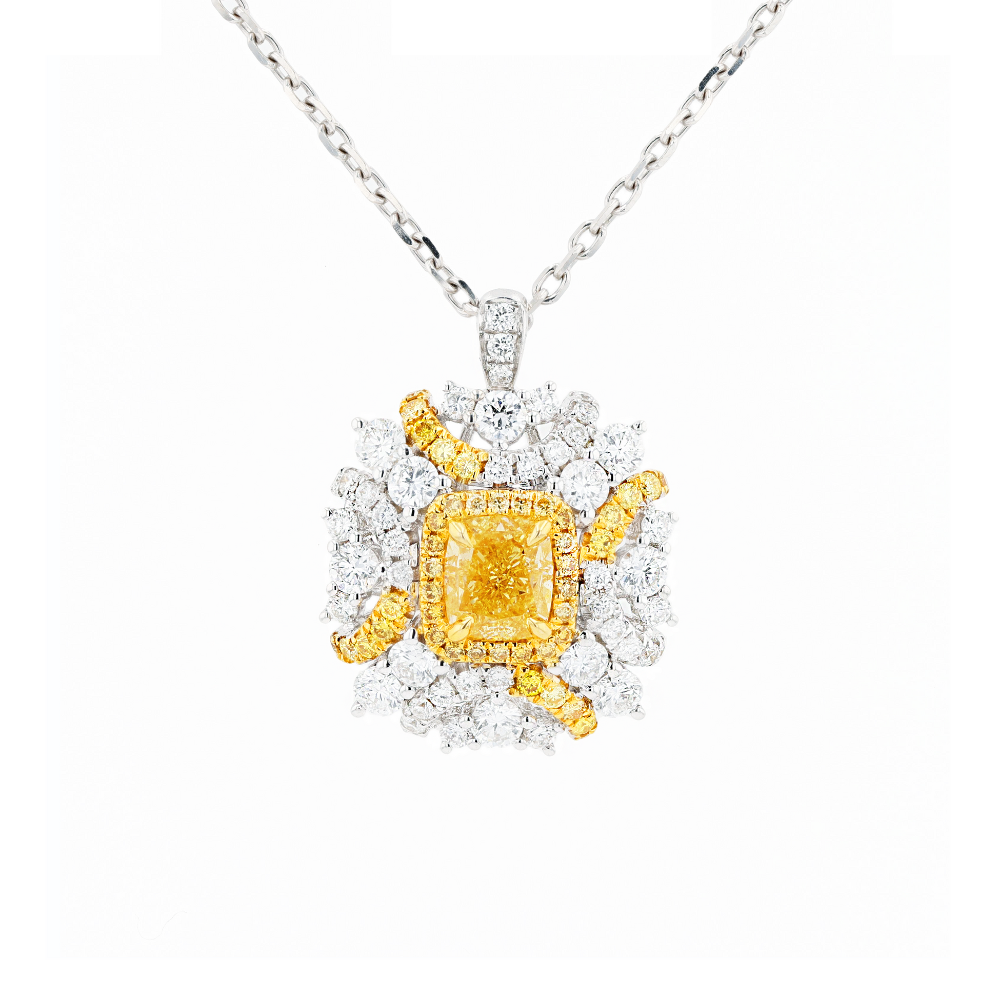 18KG 1.00ct Natural Untreated Yellow Diamond Ring/Pendant