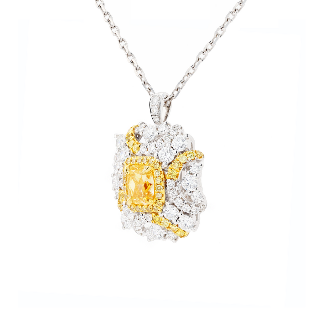 18KG 1.00ct Natural Untreated Yellow Diamond Ring/Pendant