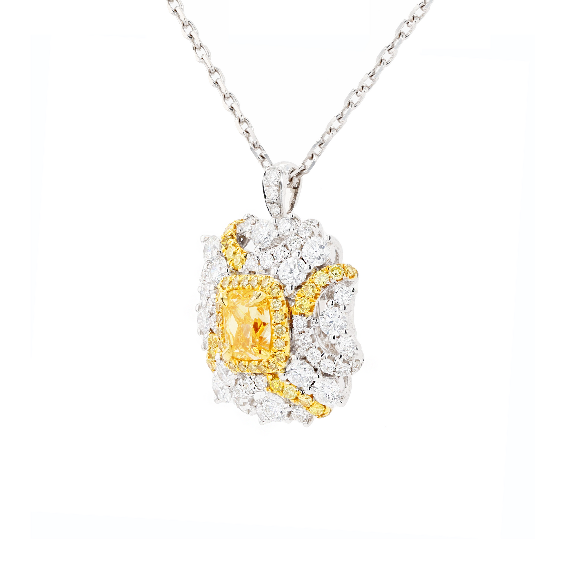 18KG 1.00ct Natural Untreated Yellow Diamond Ring/Pendant