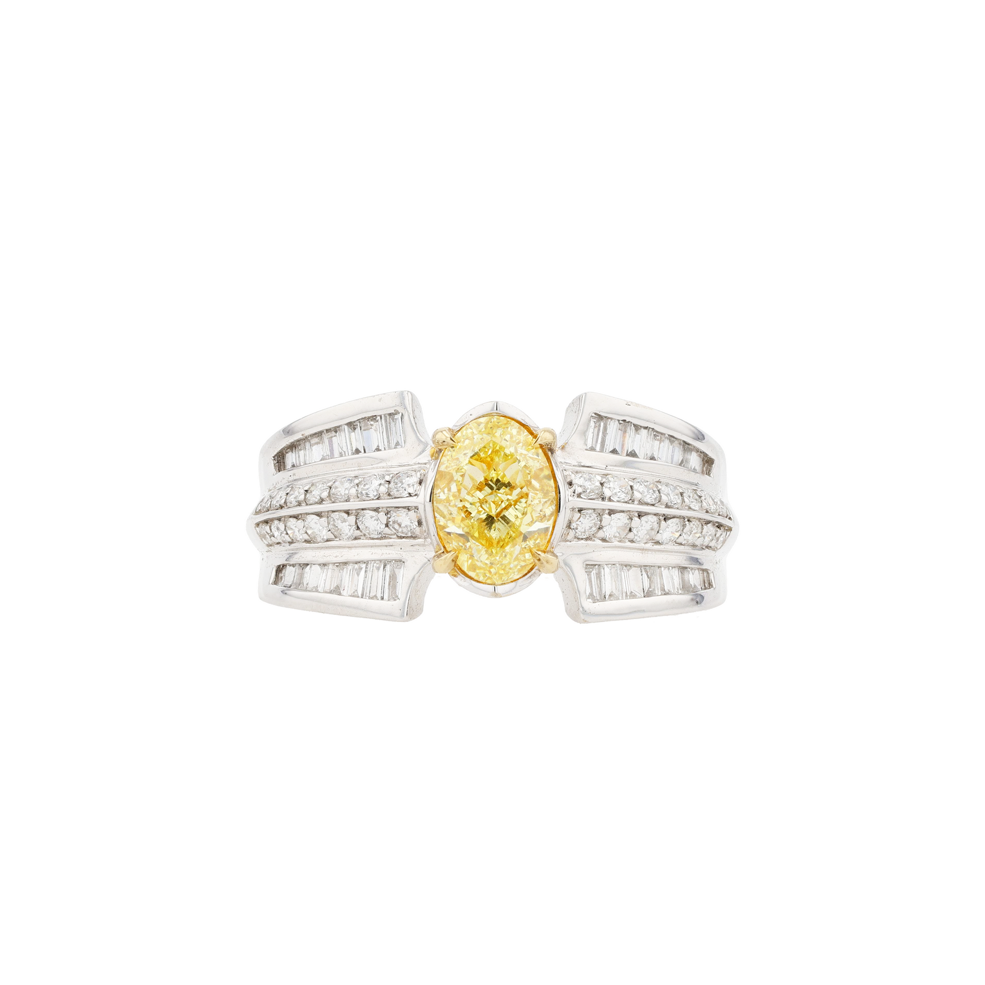 18KG 1.01ct Natural Untreated Yellow Diamond Ring