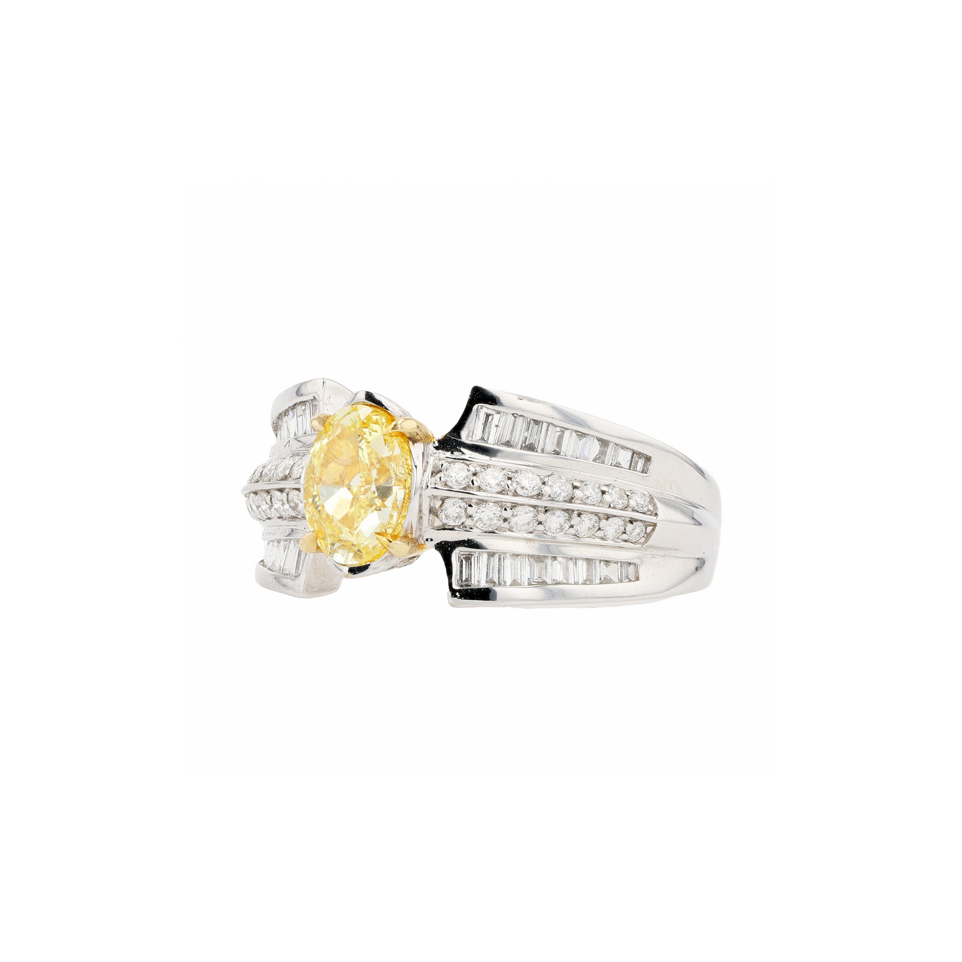 18KG 1.01ct Natural Untreated Yellow Diamond Ring