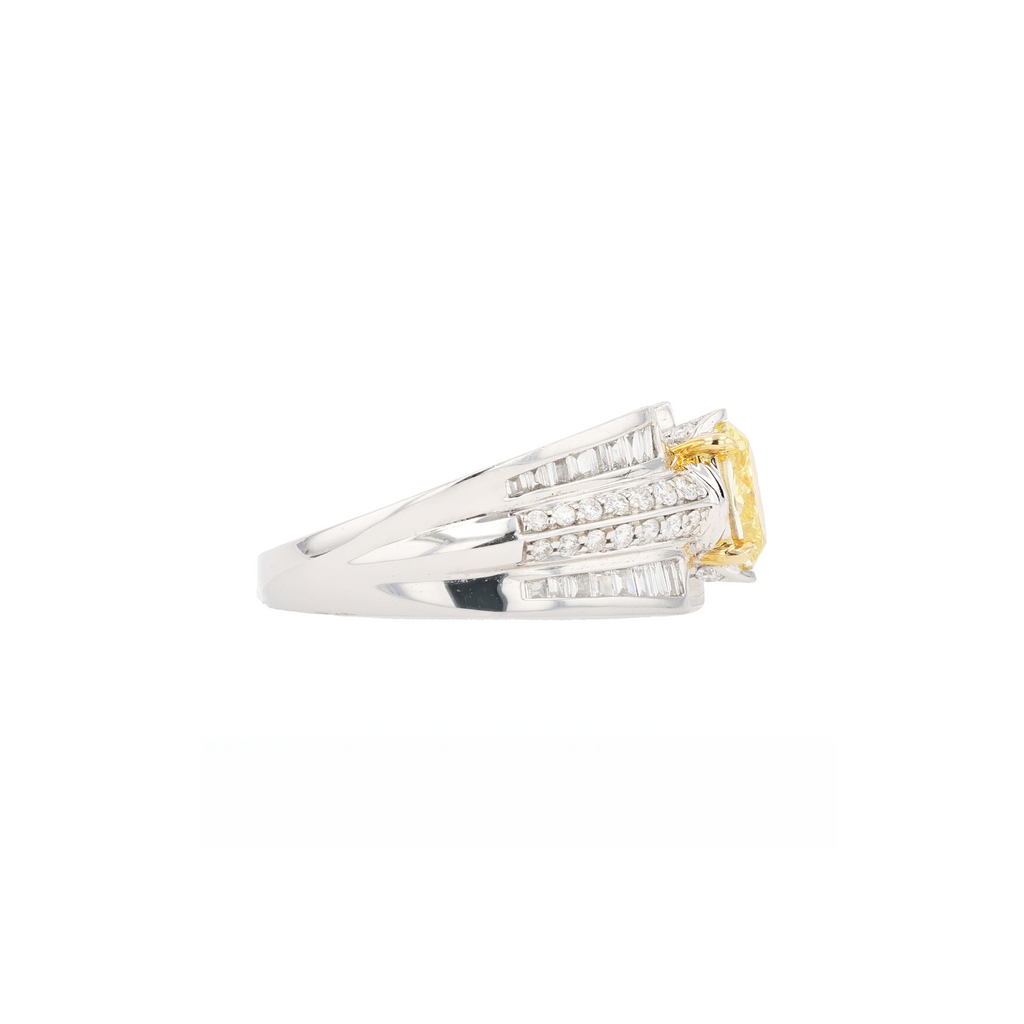 18KG 1.01ct Natural Untreated Yellow Diamond Ring