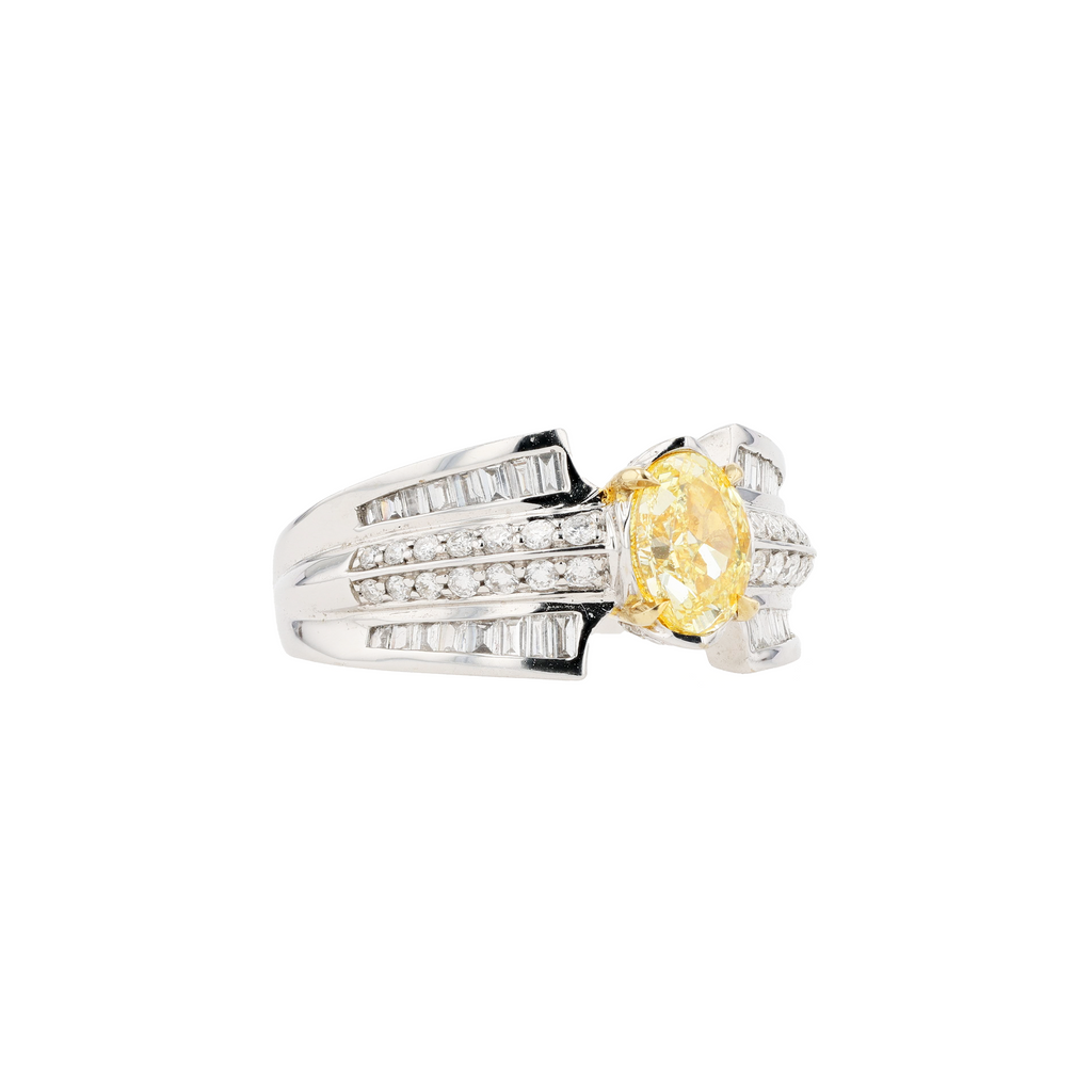 18KG 1.01ct Natural Untreated Yellow Diamond Ring