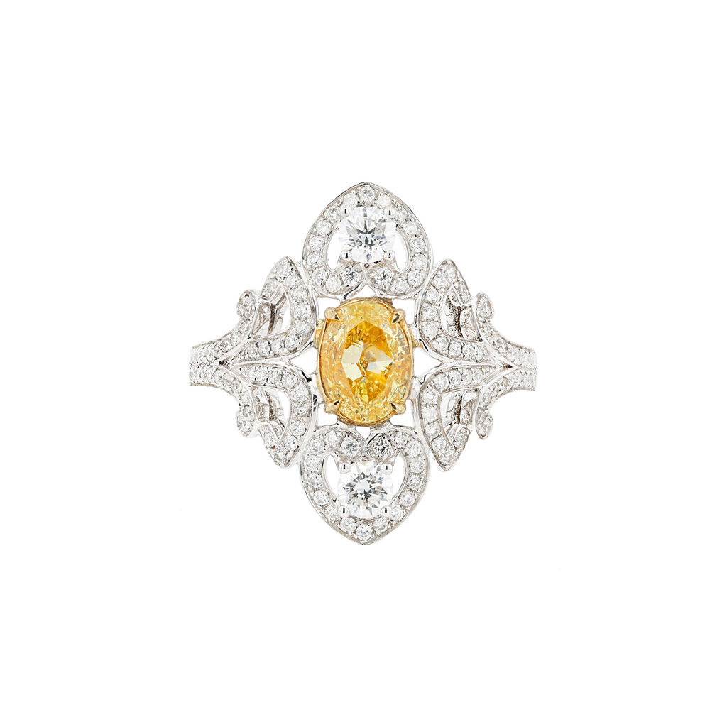 18KG 1.00ct Natural Untreated Yellow Diamond Ring