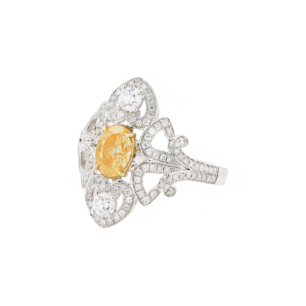 18KG 1.00ct Natural Untreated Yellow Diamond Ring