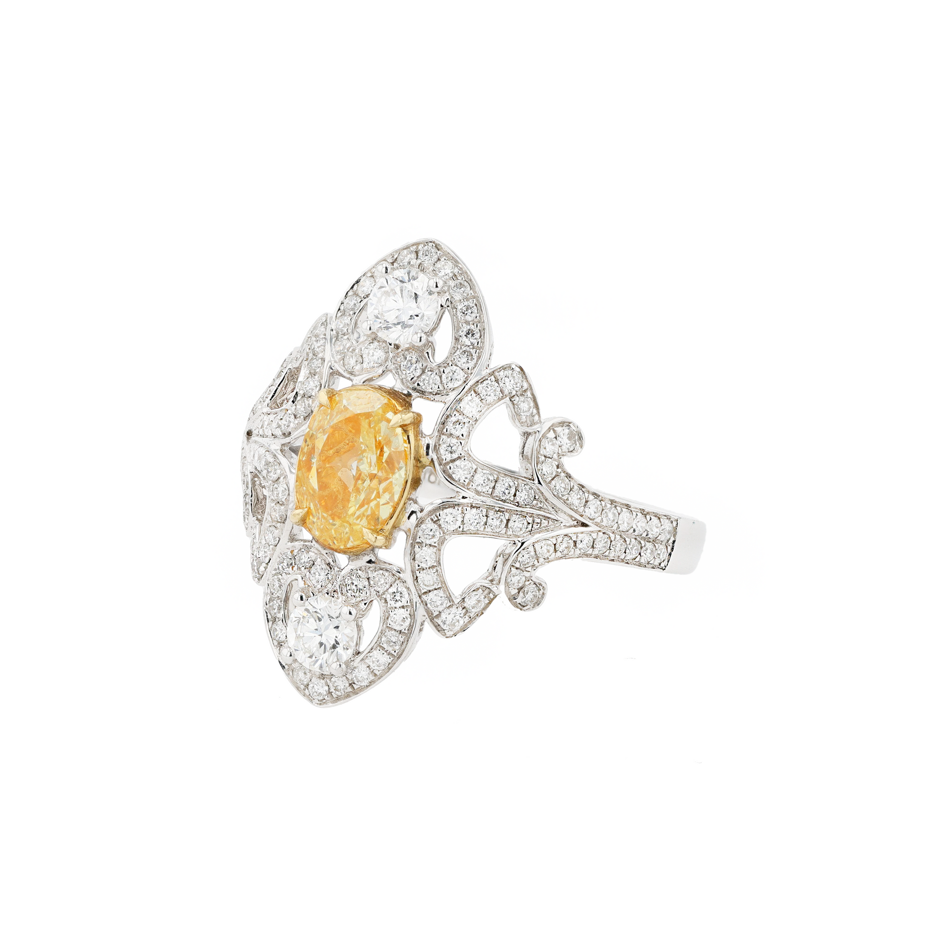 18KG 1.00ct Natural Untreated Yellow Diamond Ring