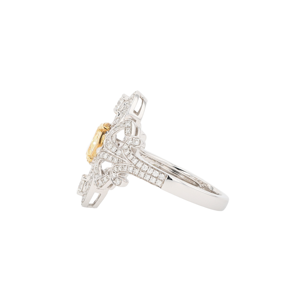 18KG 1.00ct Natural Untreated Yellow Diamond Ring