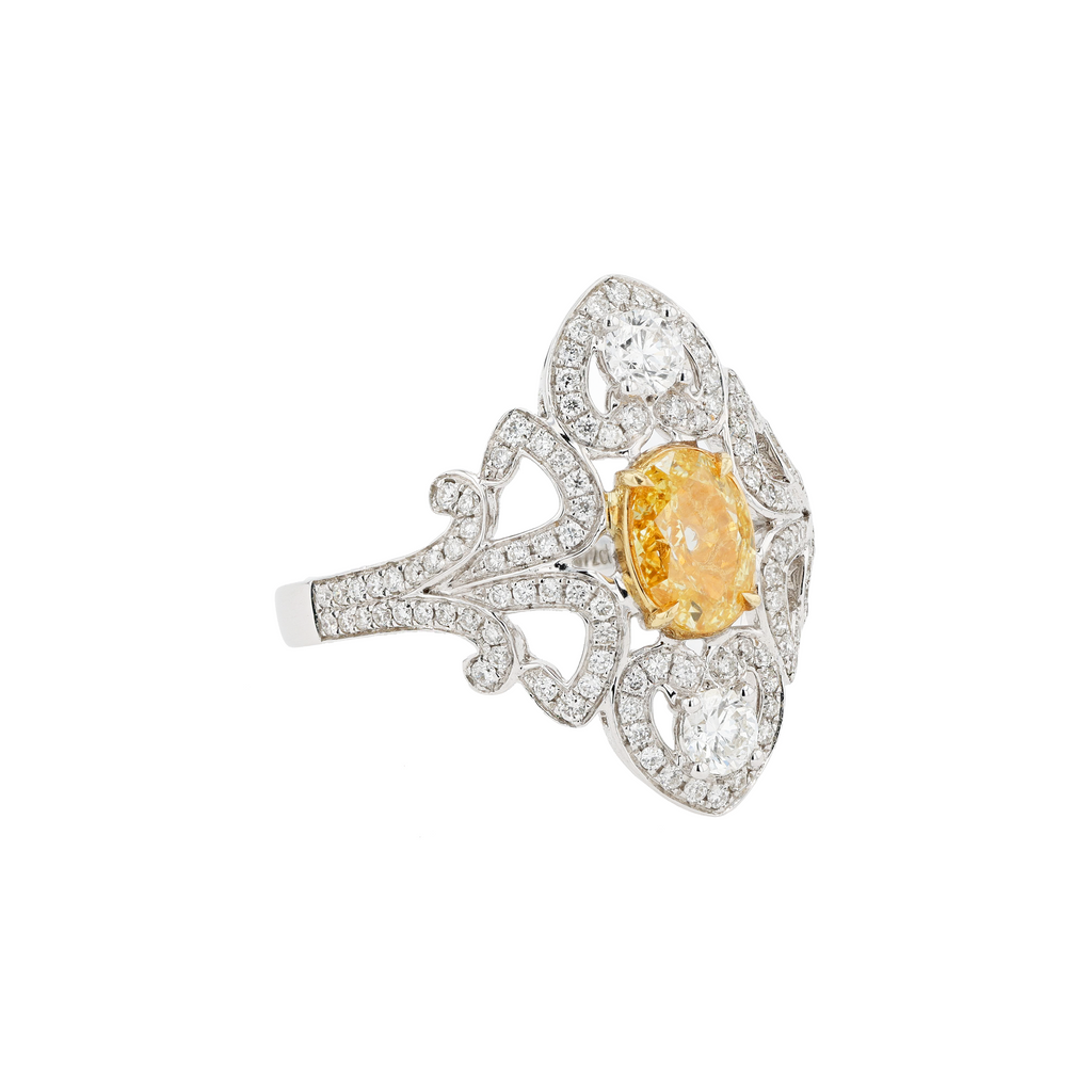 18KG 1.00ct Natural Untreated Yellow Diamond Ring