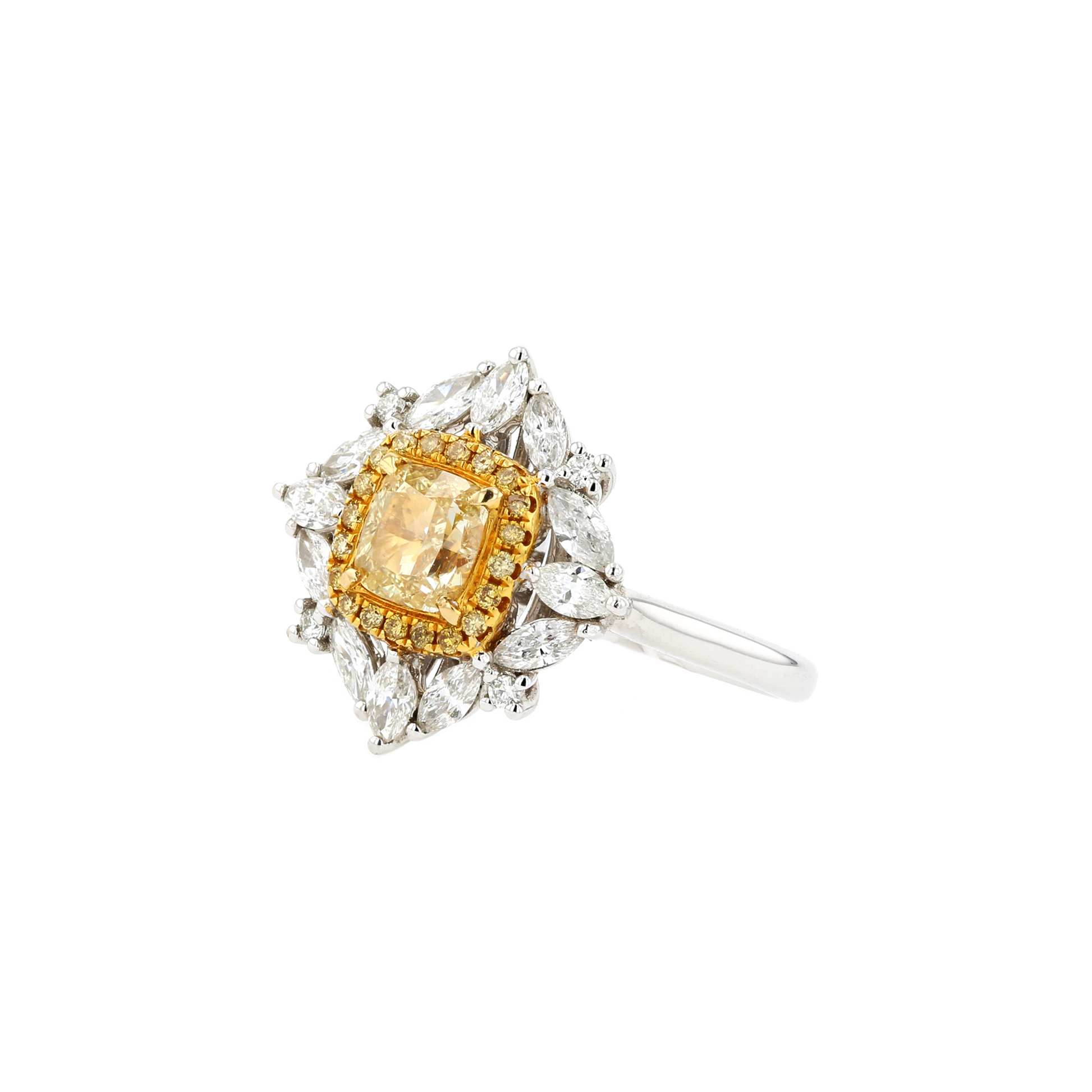 18KG 1.00ct Natural Untreated Yellow Diamond Ring