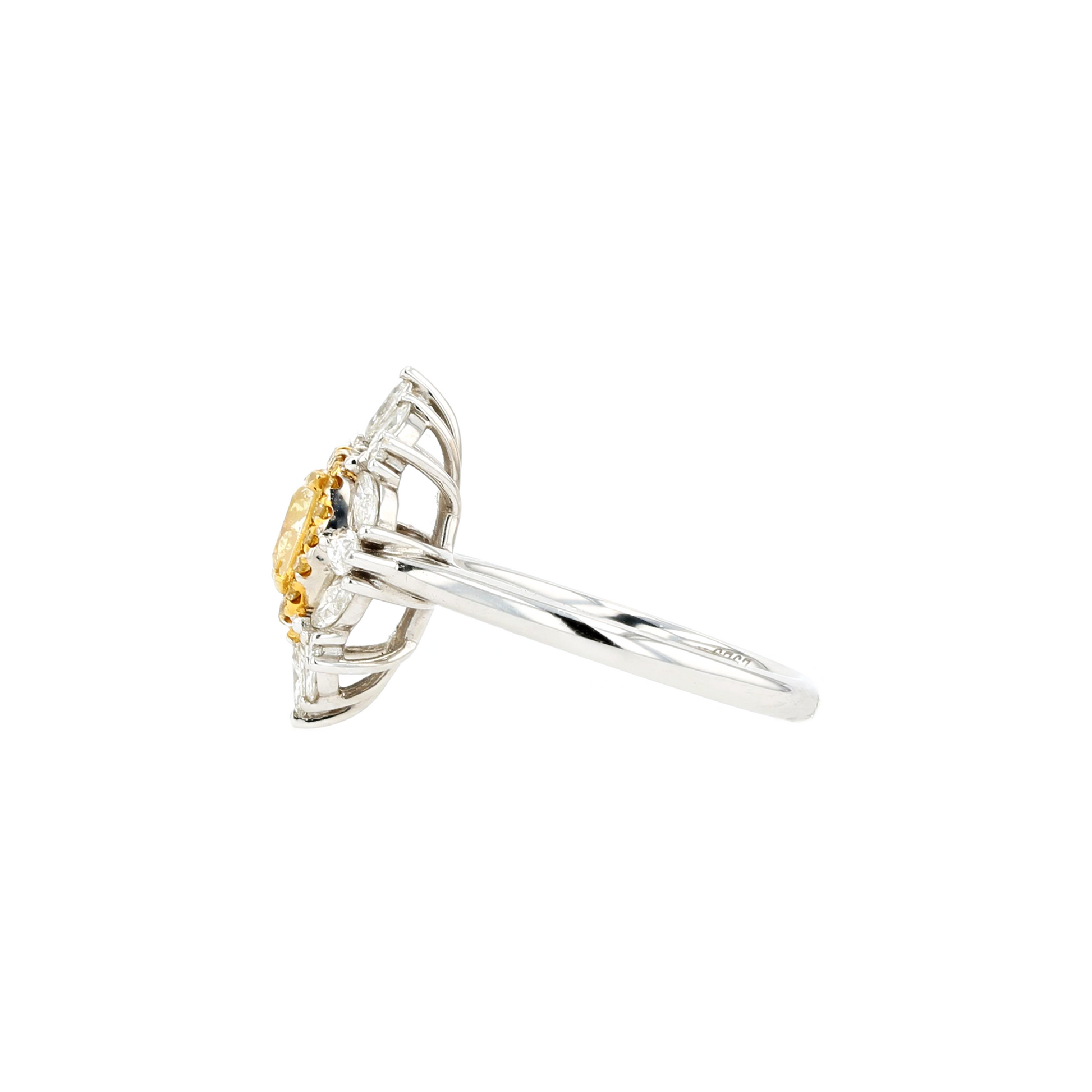 18KG 1.00ct Natural Untreated Yellow Diamond Ring