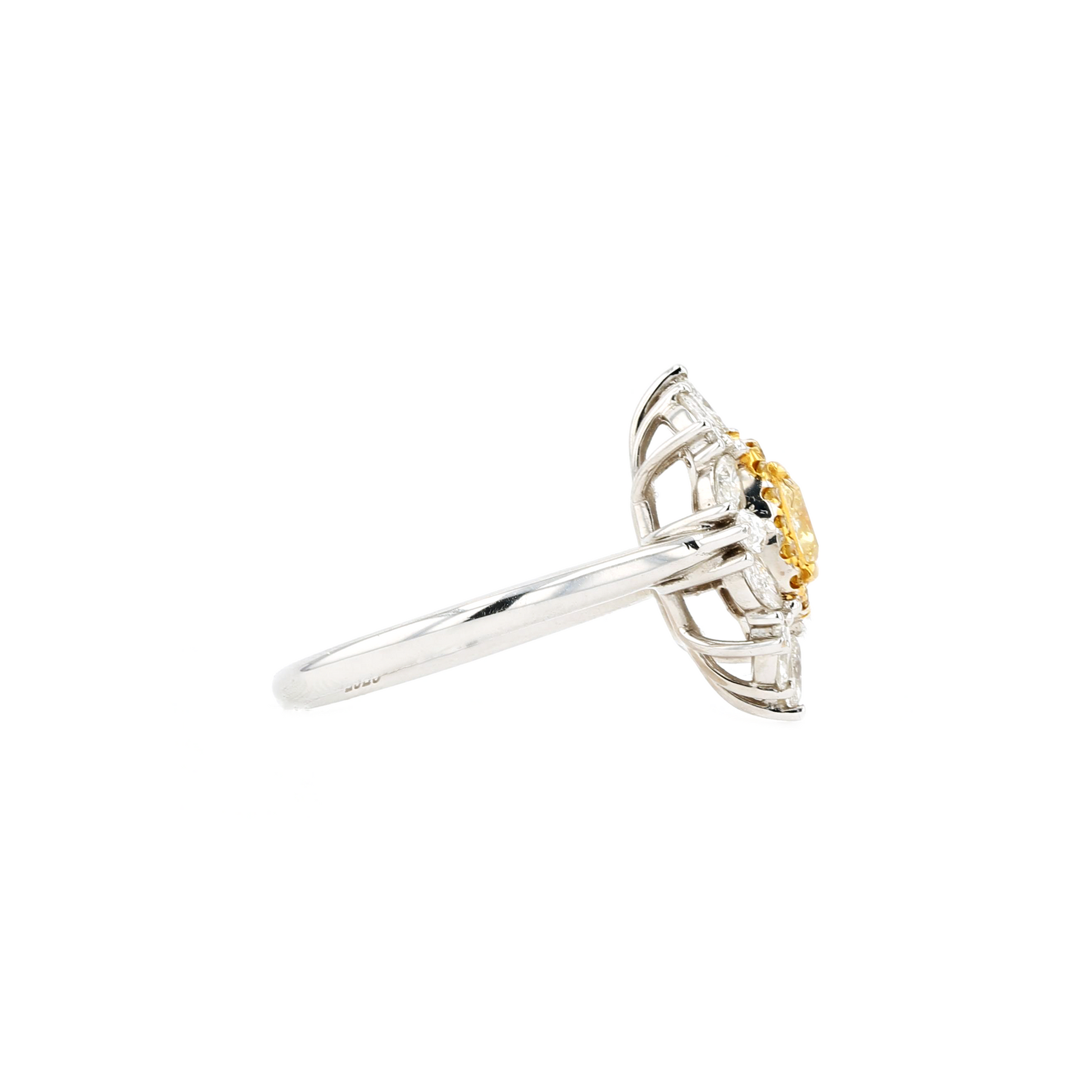 18KG 1.00ct Natural Untreated Yellow Diamond Ring