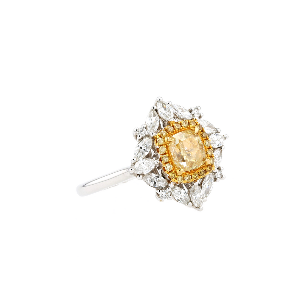 18KG 1.00ct Natural Untreated Yellow Diamond Ring