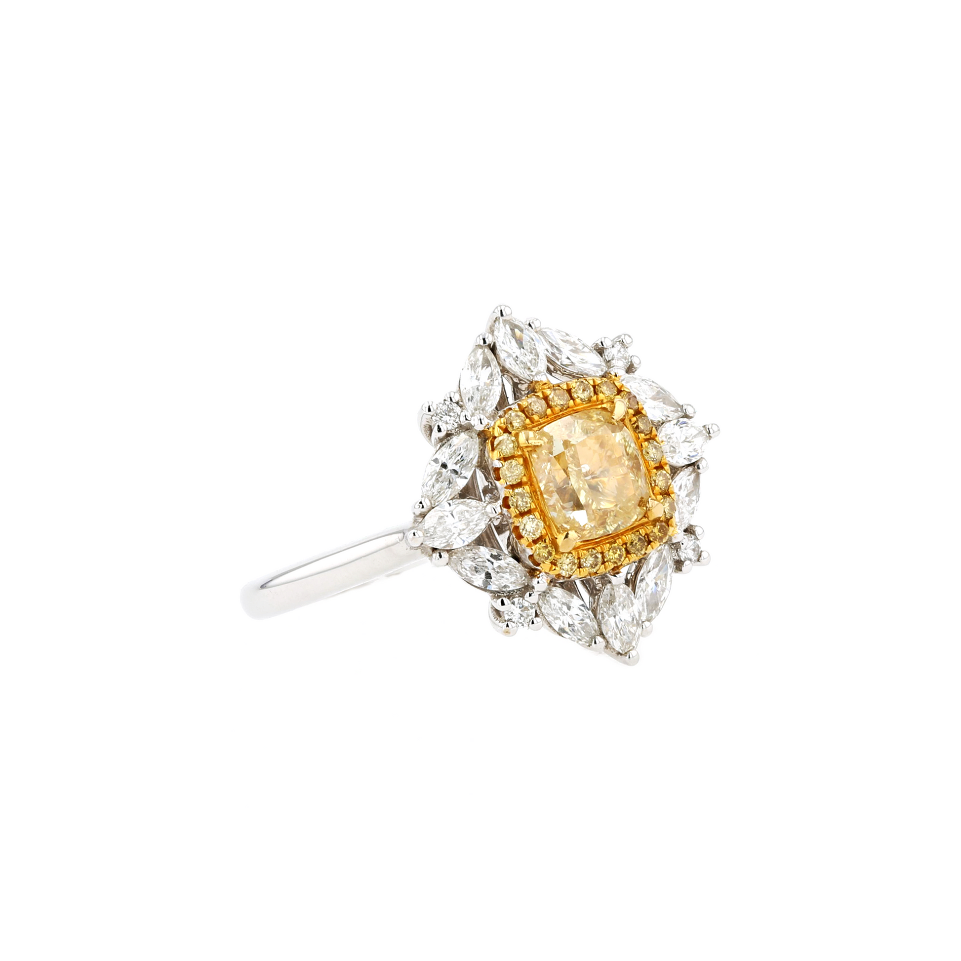 18KG 1.00ct Natural Untreated Yellow Diamond Ring