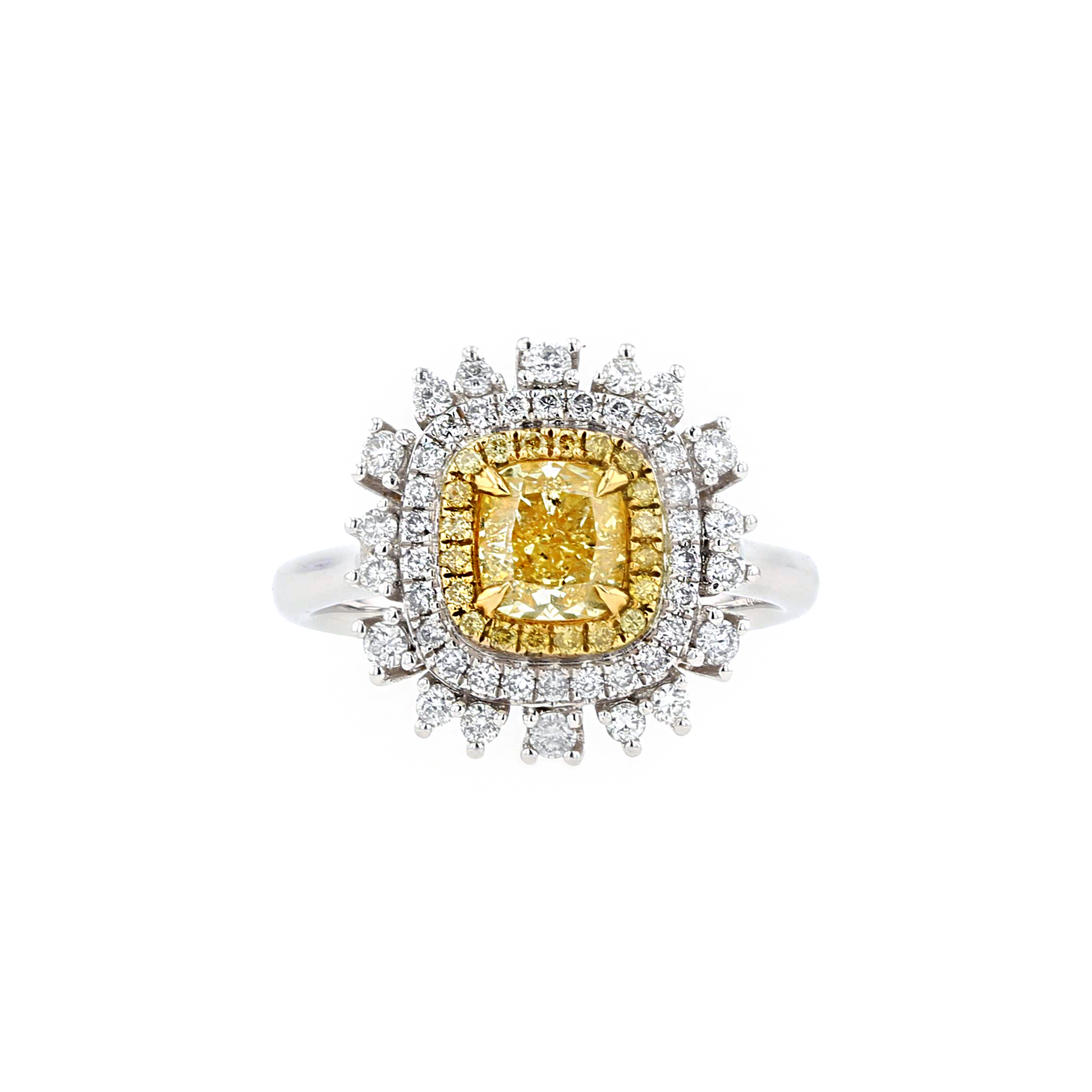 18KG 1.02ct Natural Untreated Yellow Diamond Ring