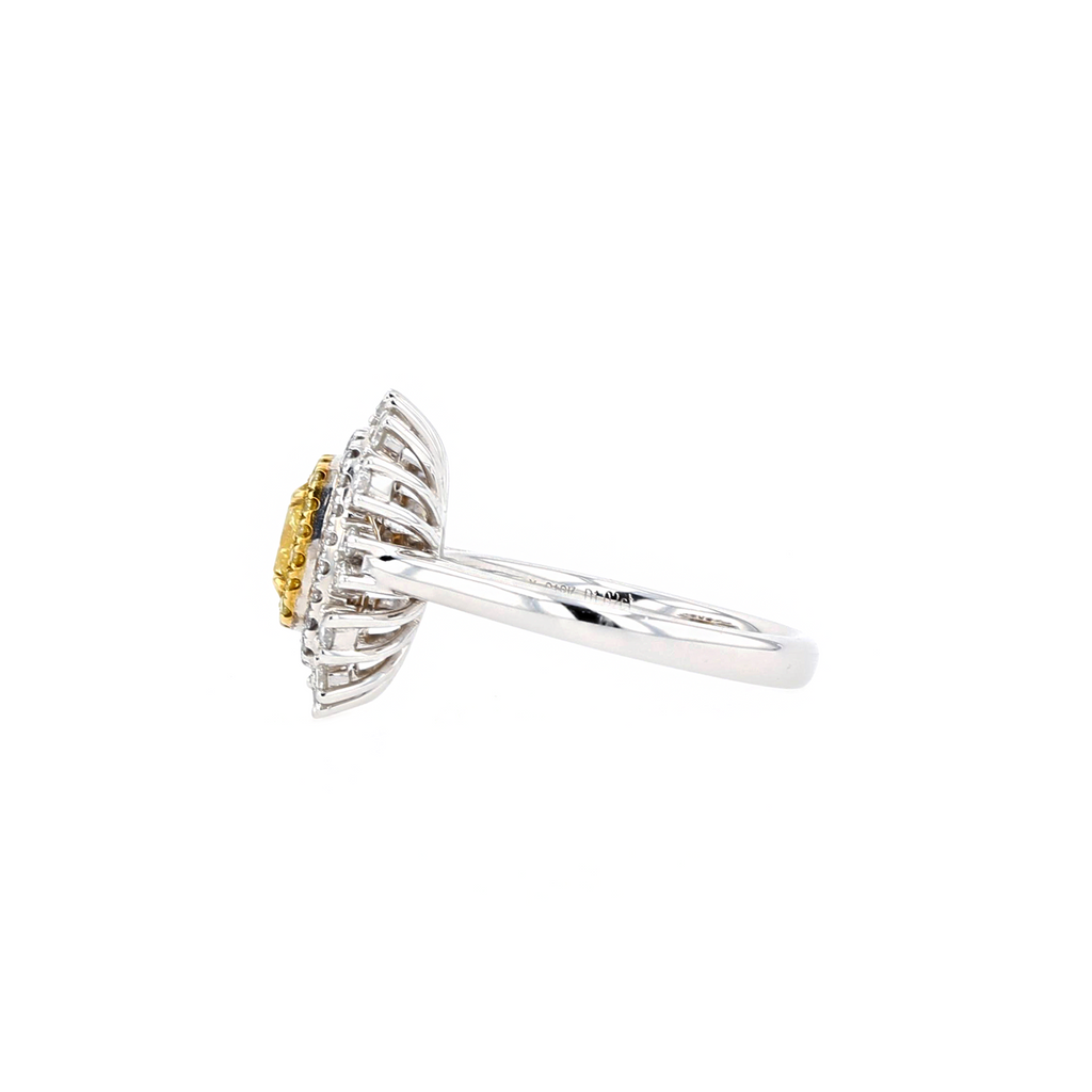 18KG 1.02ct Natural Untreated Yellow Diamond Ring