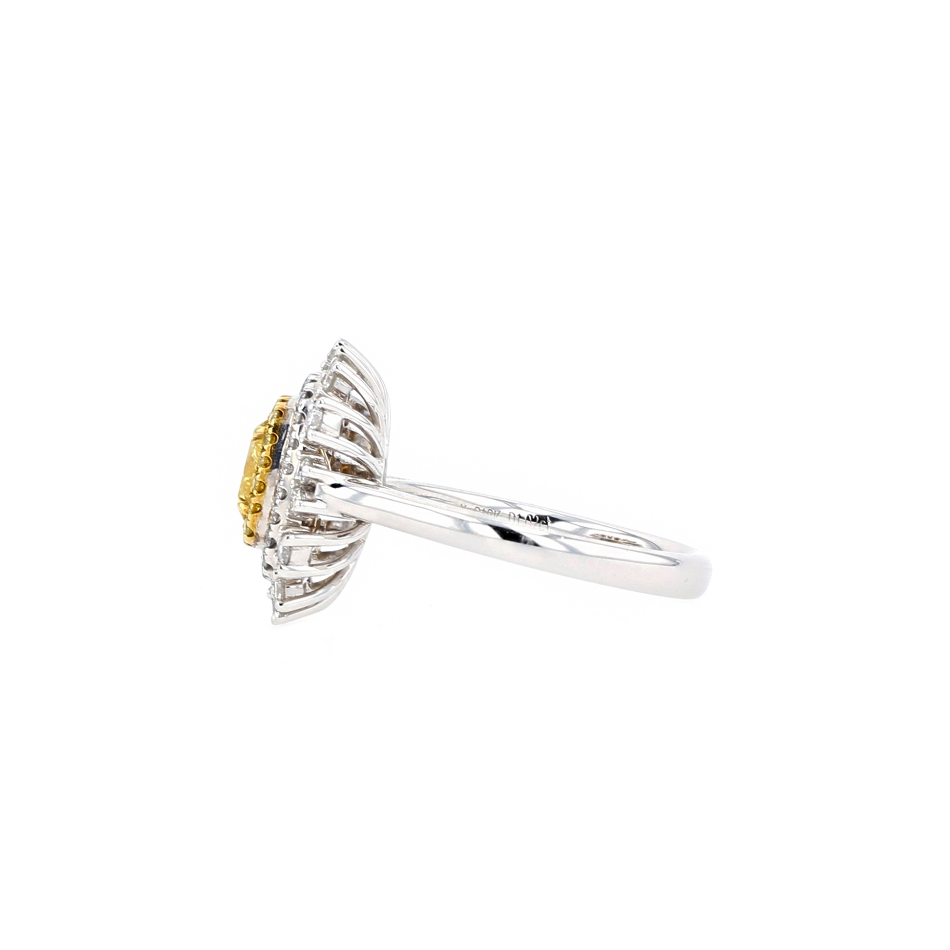18KG 1.02ct Natural Untreated Yellow Diamond Ring