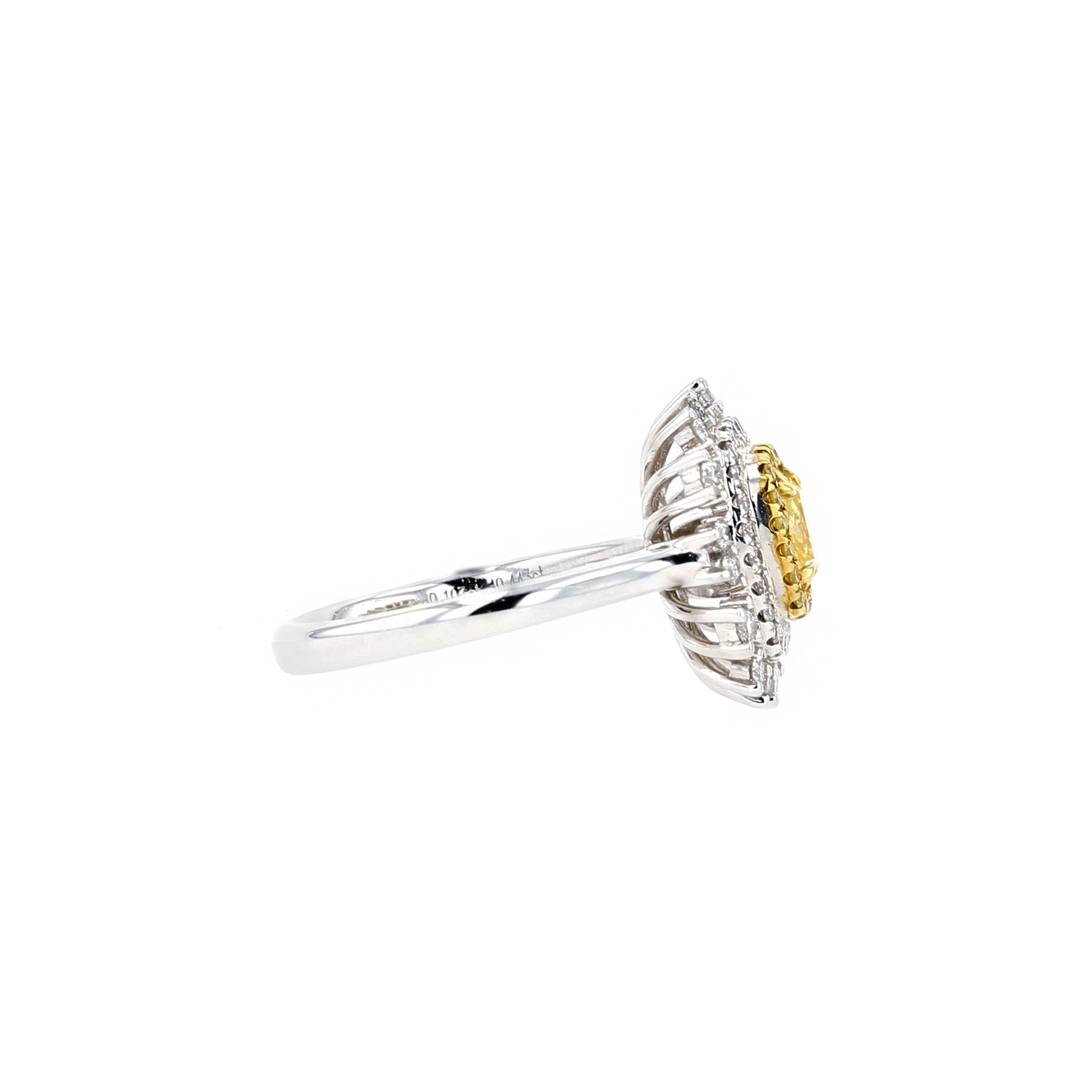 18KG 1.02ct Natural Untreated Yellow Diamond Ring