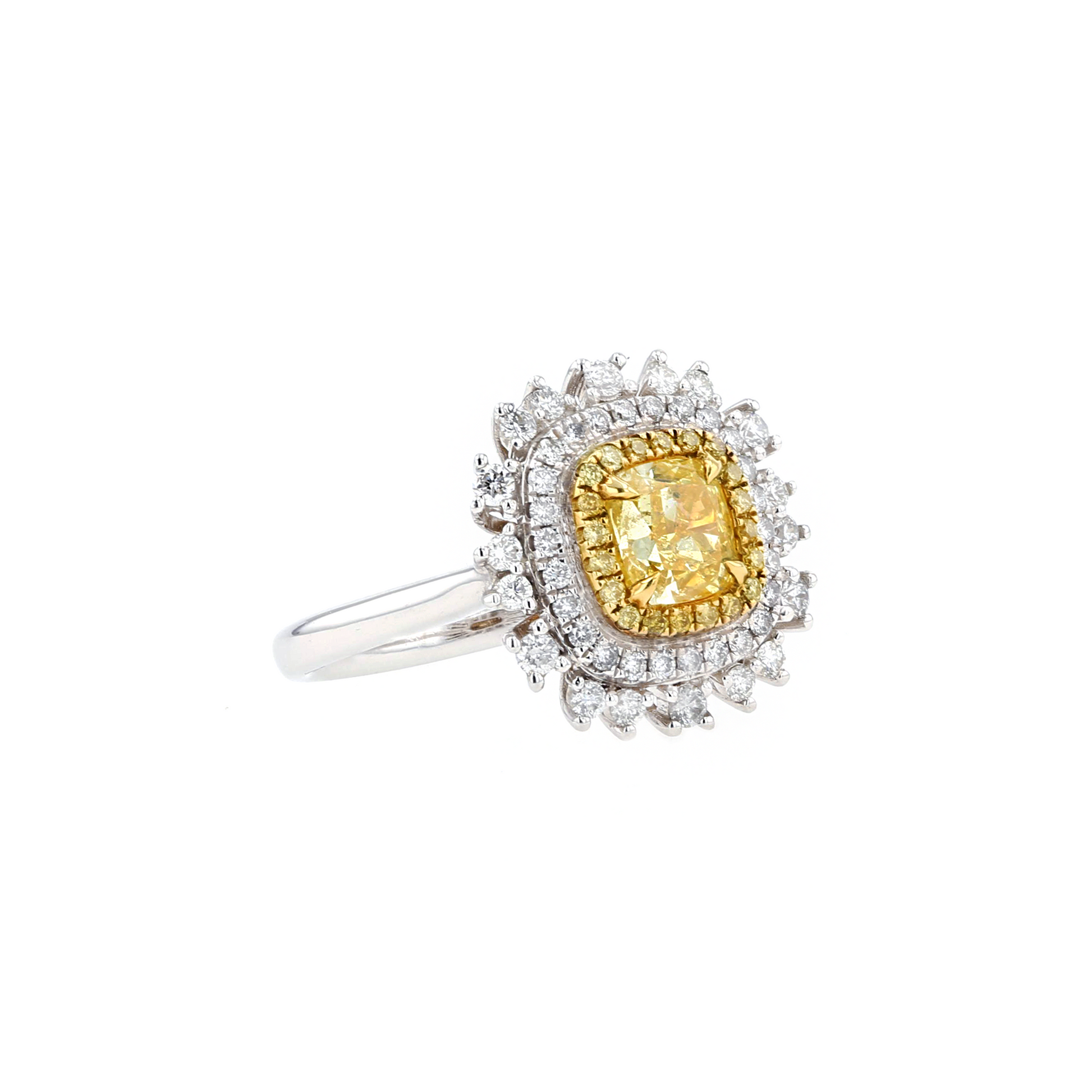 18KG 1.02ct Natural Untreated Yellow Diamond Ring