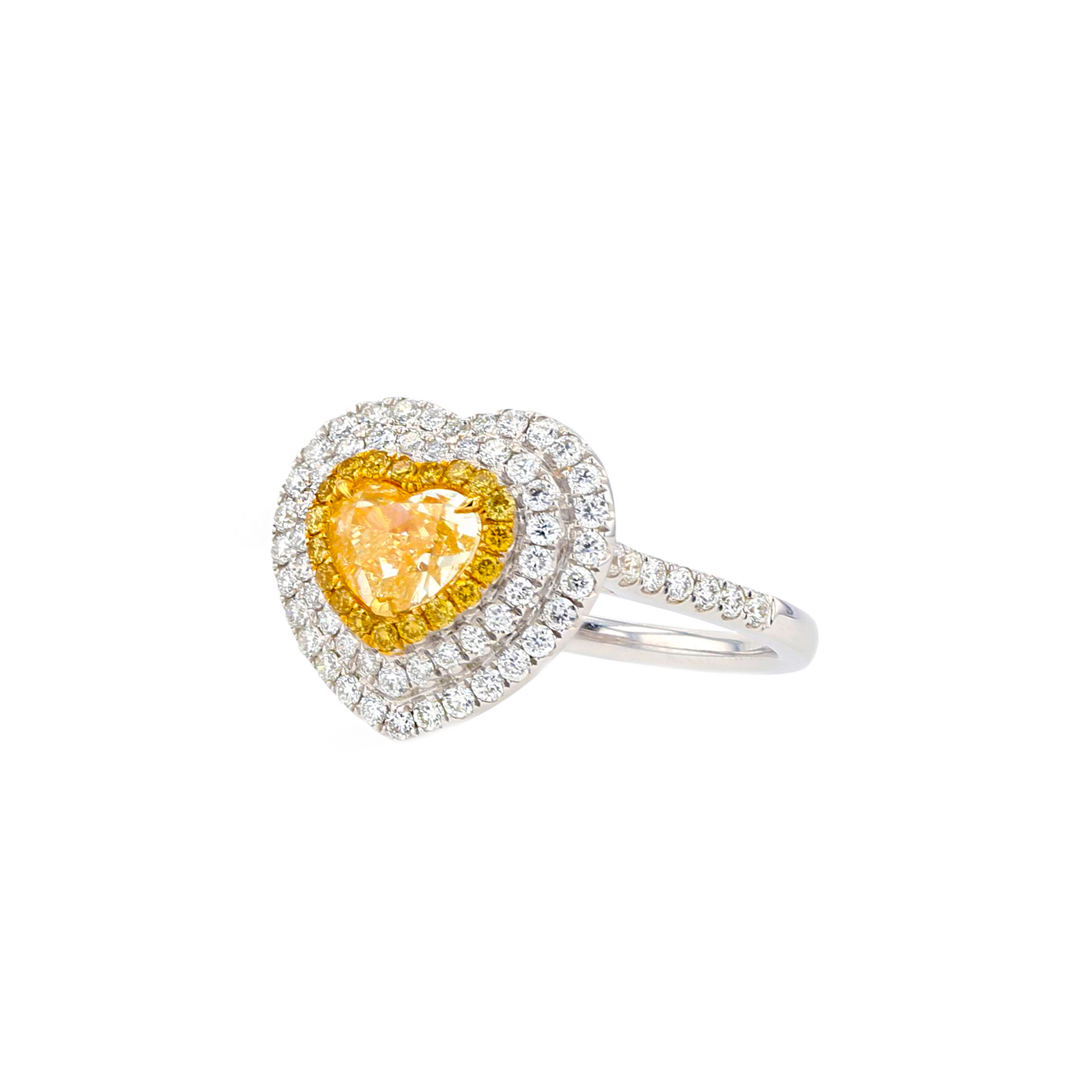 18KG 1.03ct Natural Untreated Yellow Diamond Ring