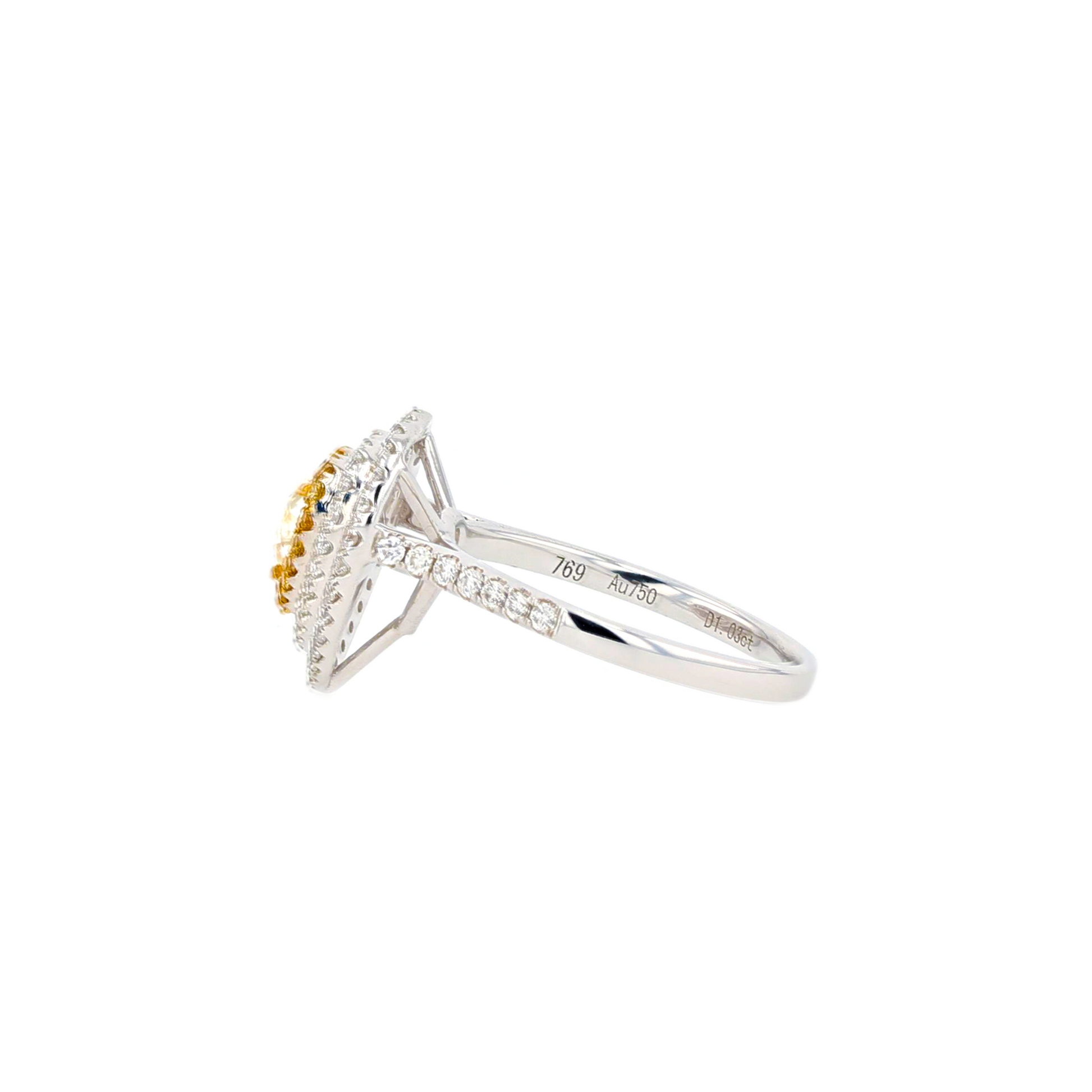 18KG 1.03ct Natural Untreated Yellow Diamond Ring