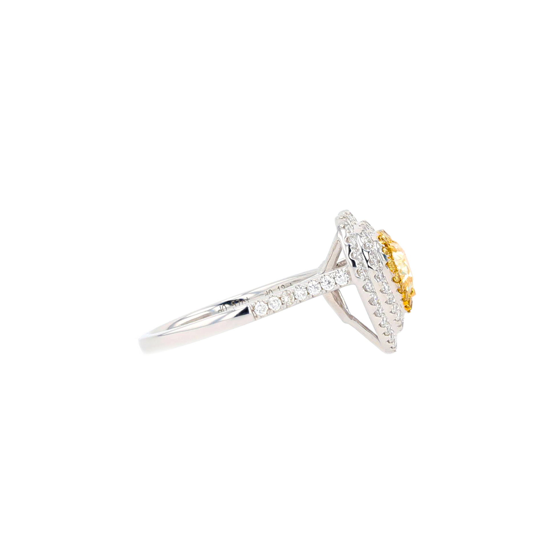 18KG 1.03ct Natural Untreated Yellow Diamond Ring
