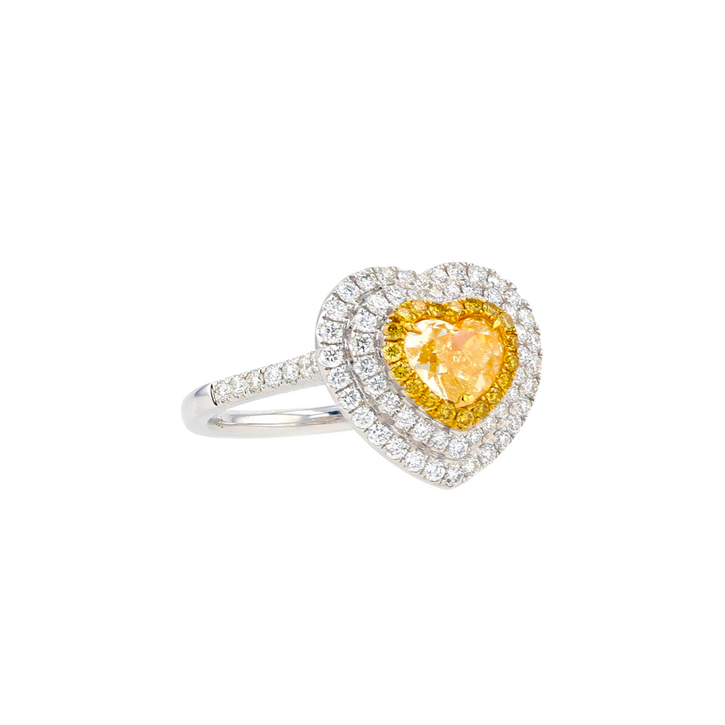 18KG 1.03ct Natural Untreated Yellow Diamond Ring