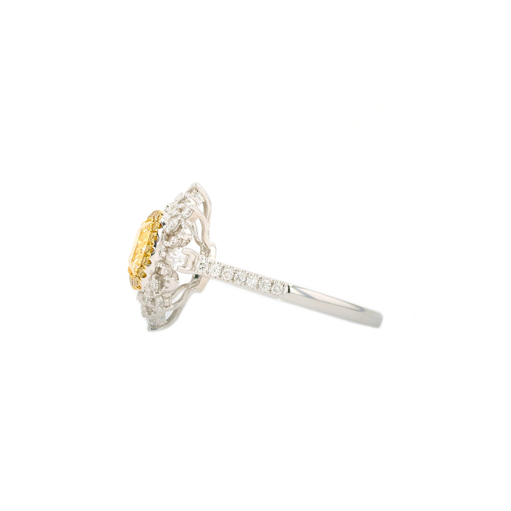 18KG 1.03ct Natural Untreated Yellow Diamond Ring