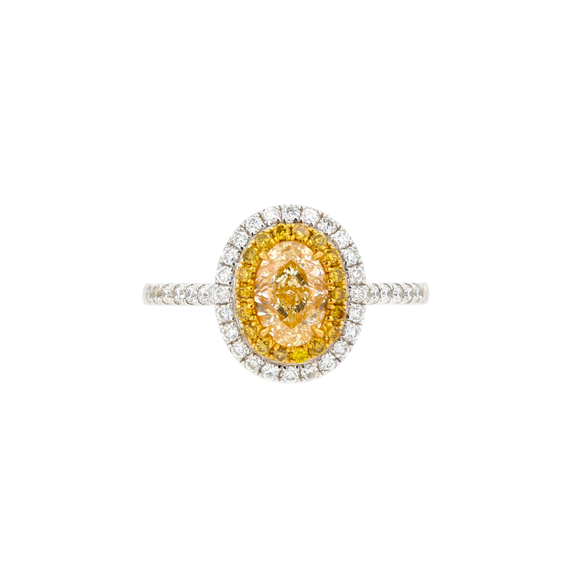 18KG 1.00ct Natural Untreated Yellow Diamond Ring