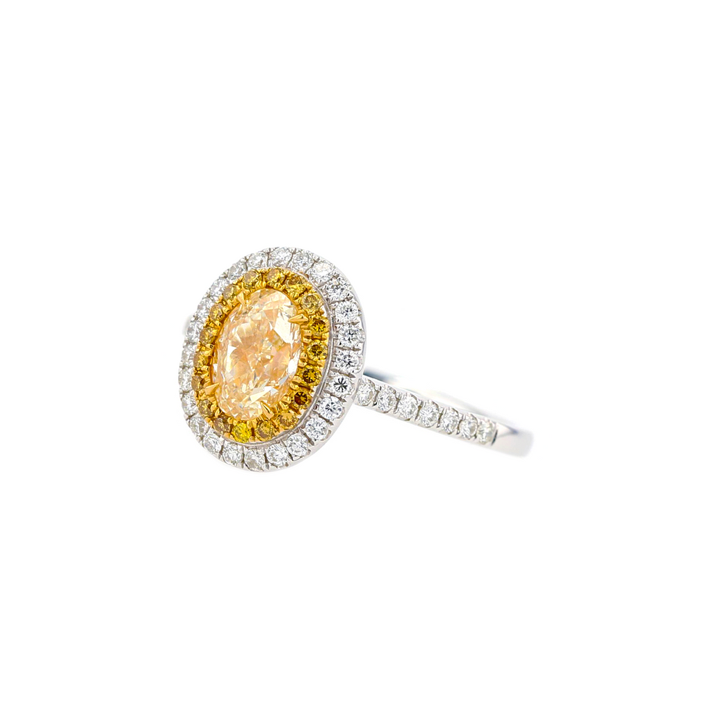 18KG 1.00ct Natural Untreated Yellow Diamond Ring