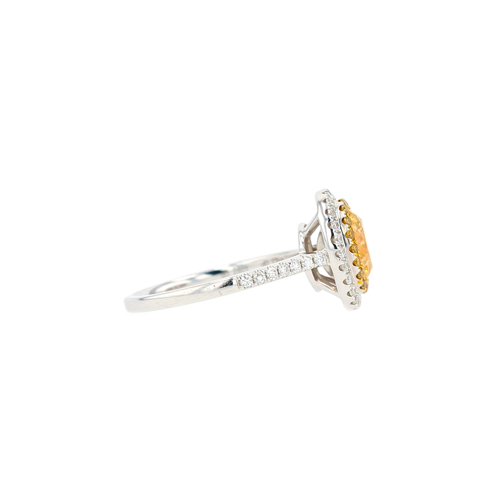18KG 1.00ct Natural Untreated Yellow Diamond Ring
