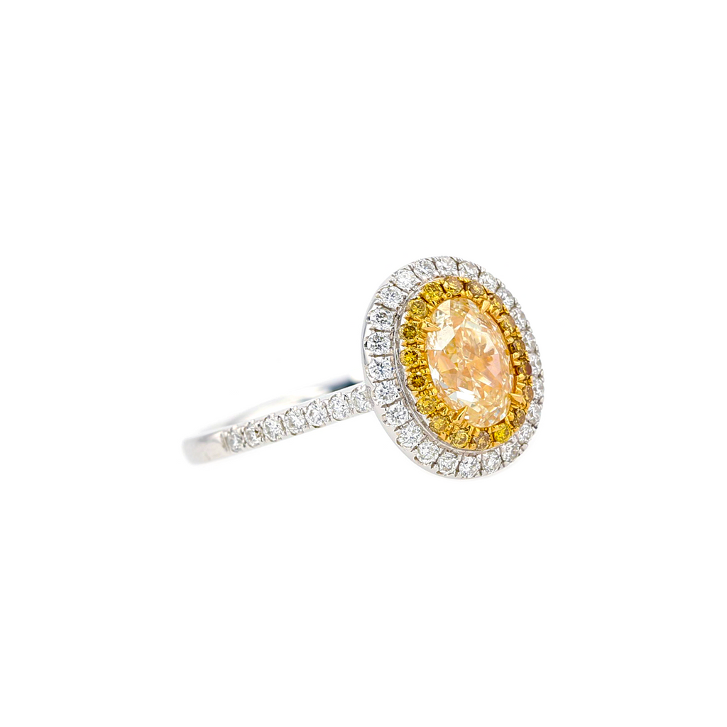 18KG 1.00ct Natural Untreated Yellow Diamond Ring