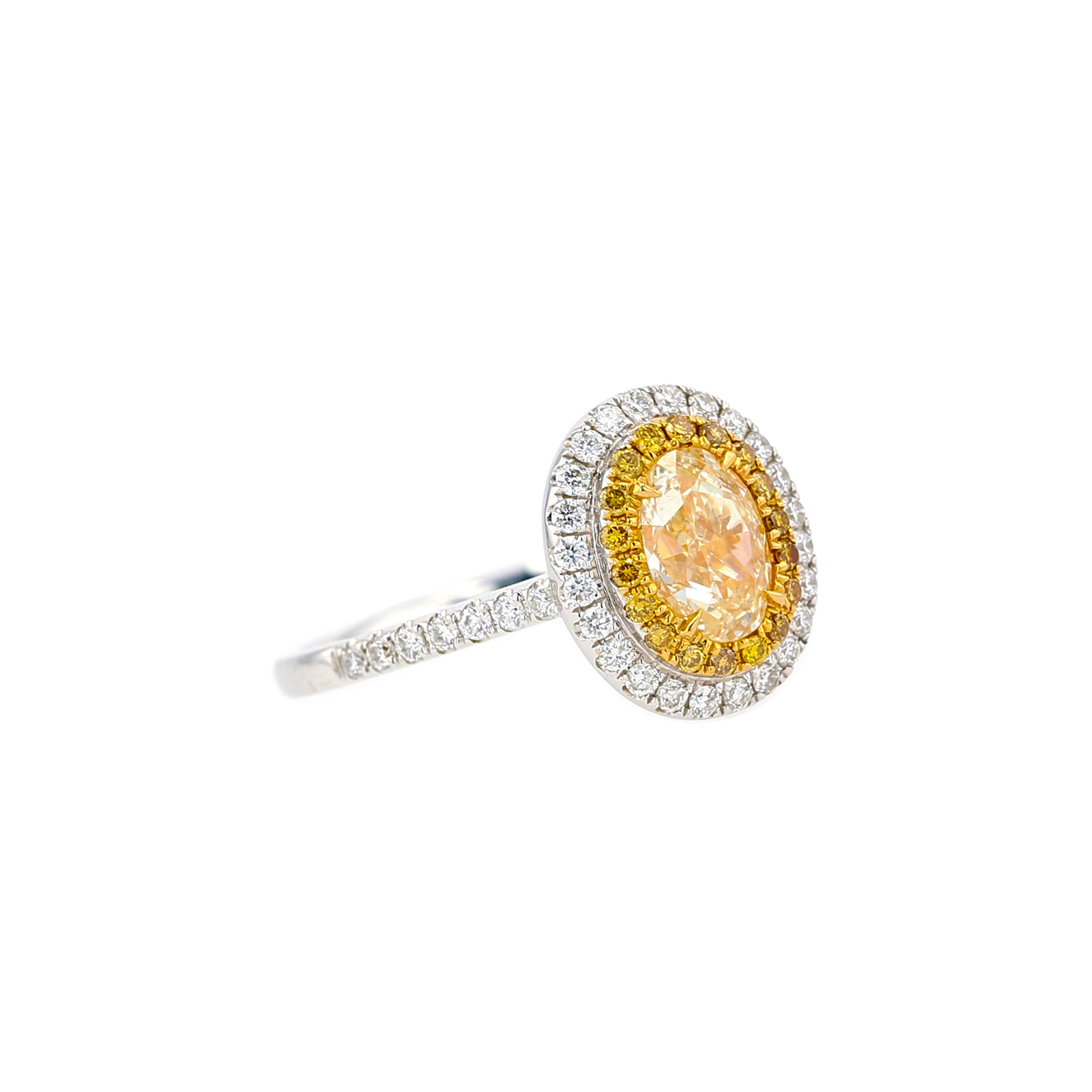 18KG 1.00ct Natural Untreated Yellow Diamond Ring