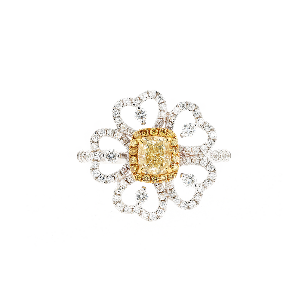 18KG 0.52ct Natural Untreated Yellow Diamond Ring