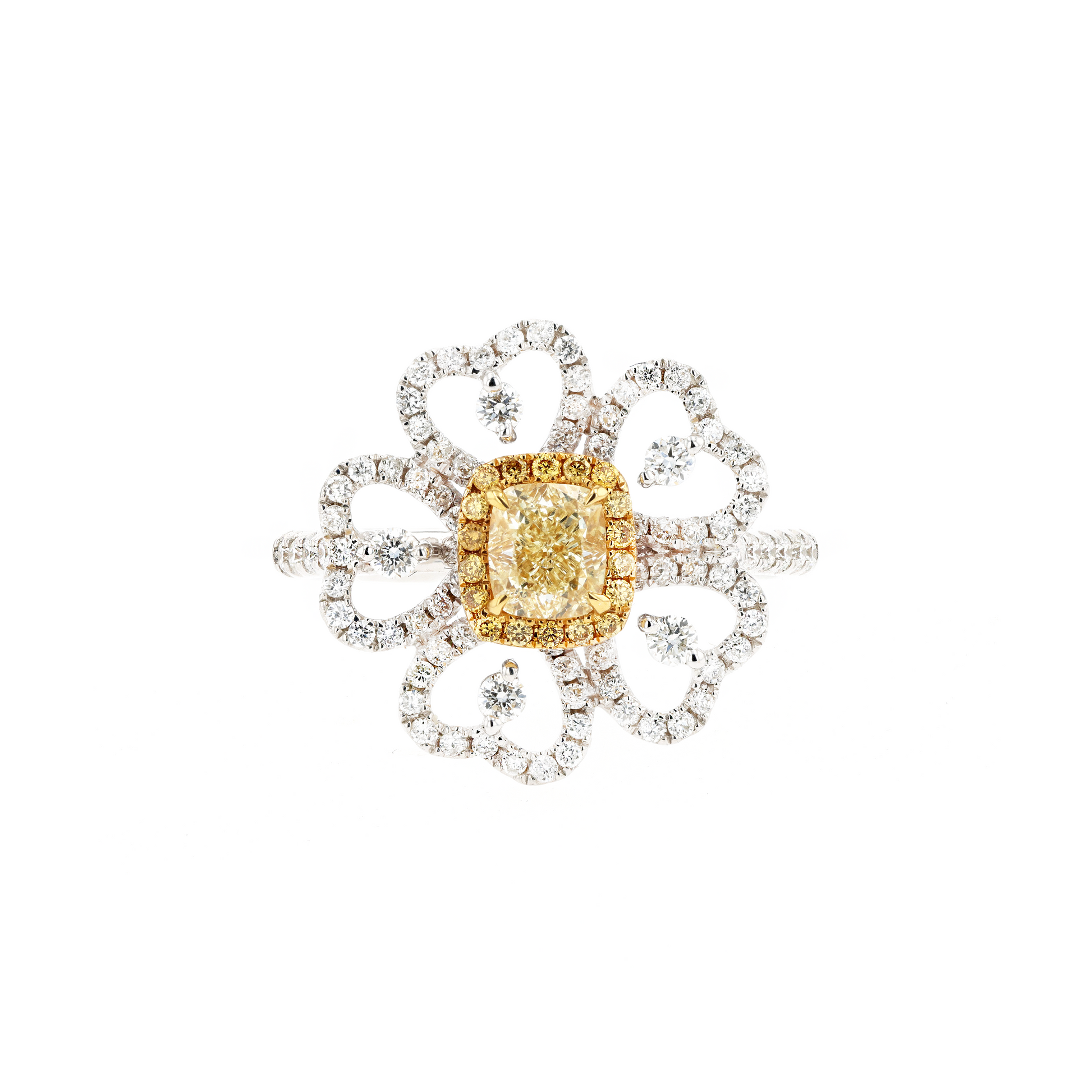 18KG 0.52ct Natural Untreated Yellow Diamond Ring