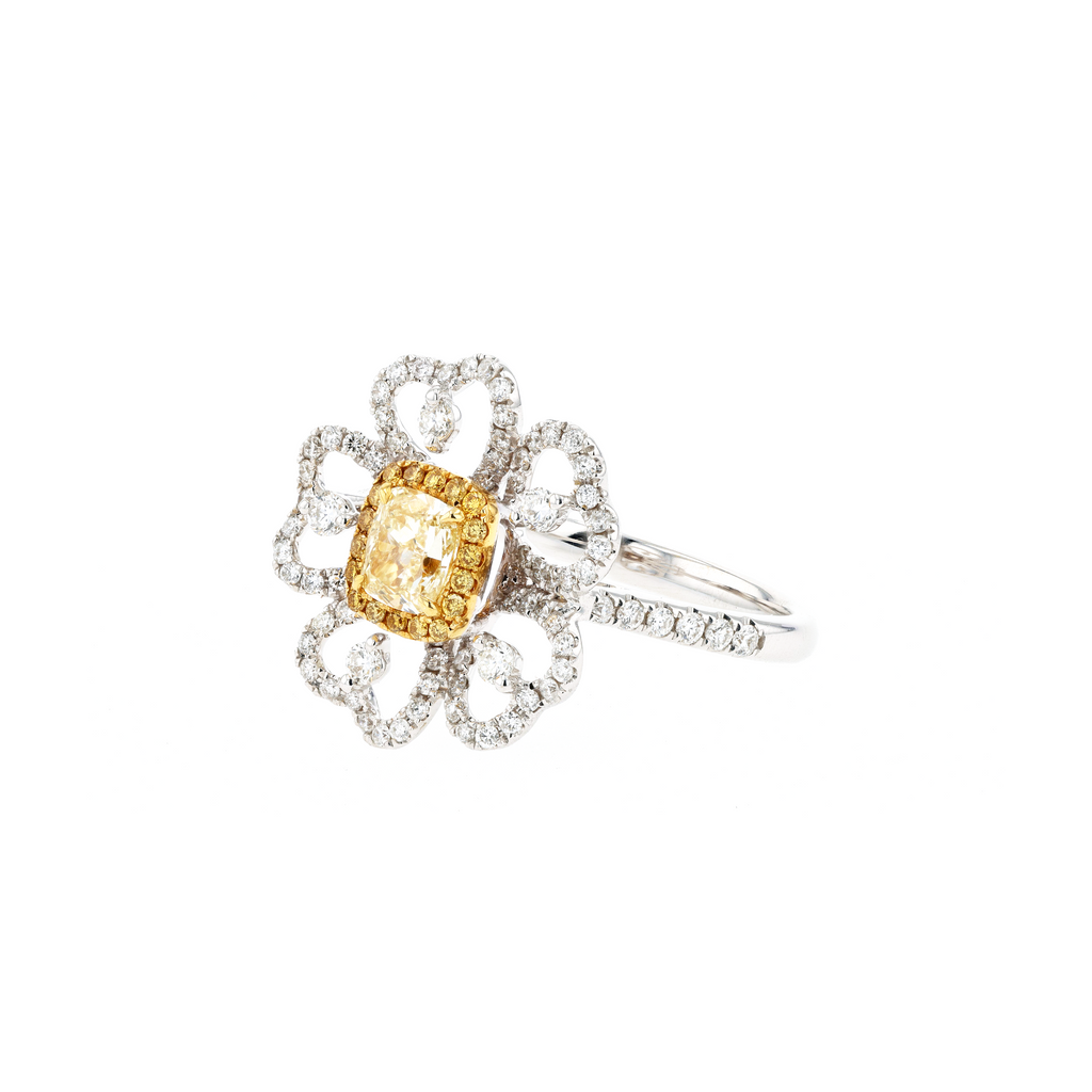 18KG 0.52ct Natural Untreated Yellow Diamond Ring