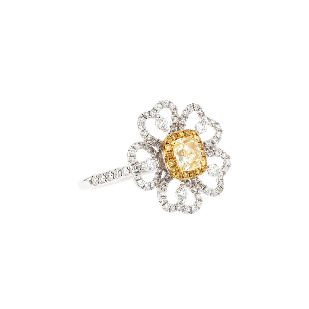 18KG 0.52ct Natural Untreated Yellow Diamond Ring