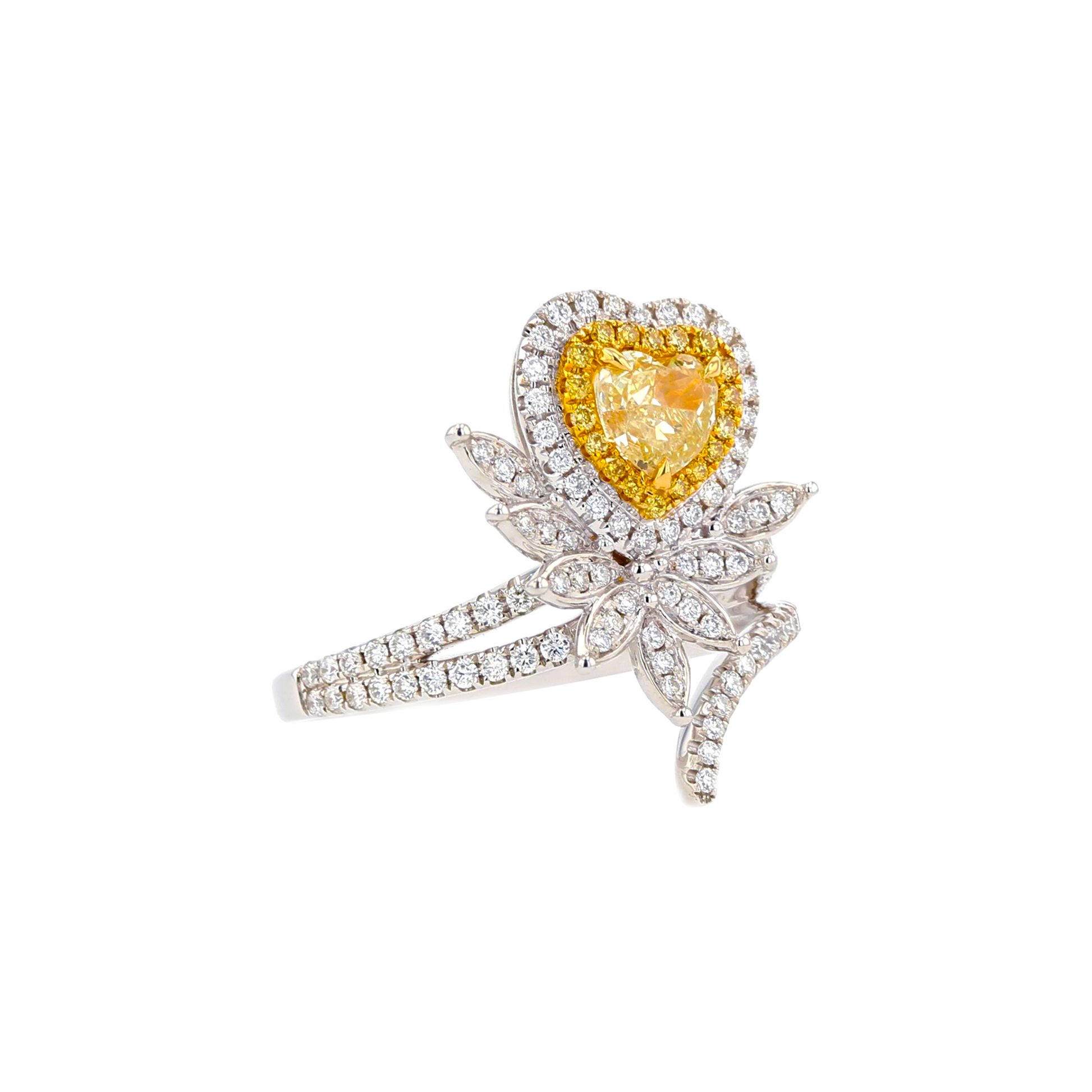 18KG 0.49ct Natural Untreated Yellow Diamond Ring