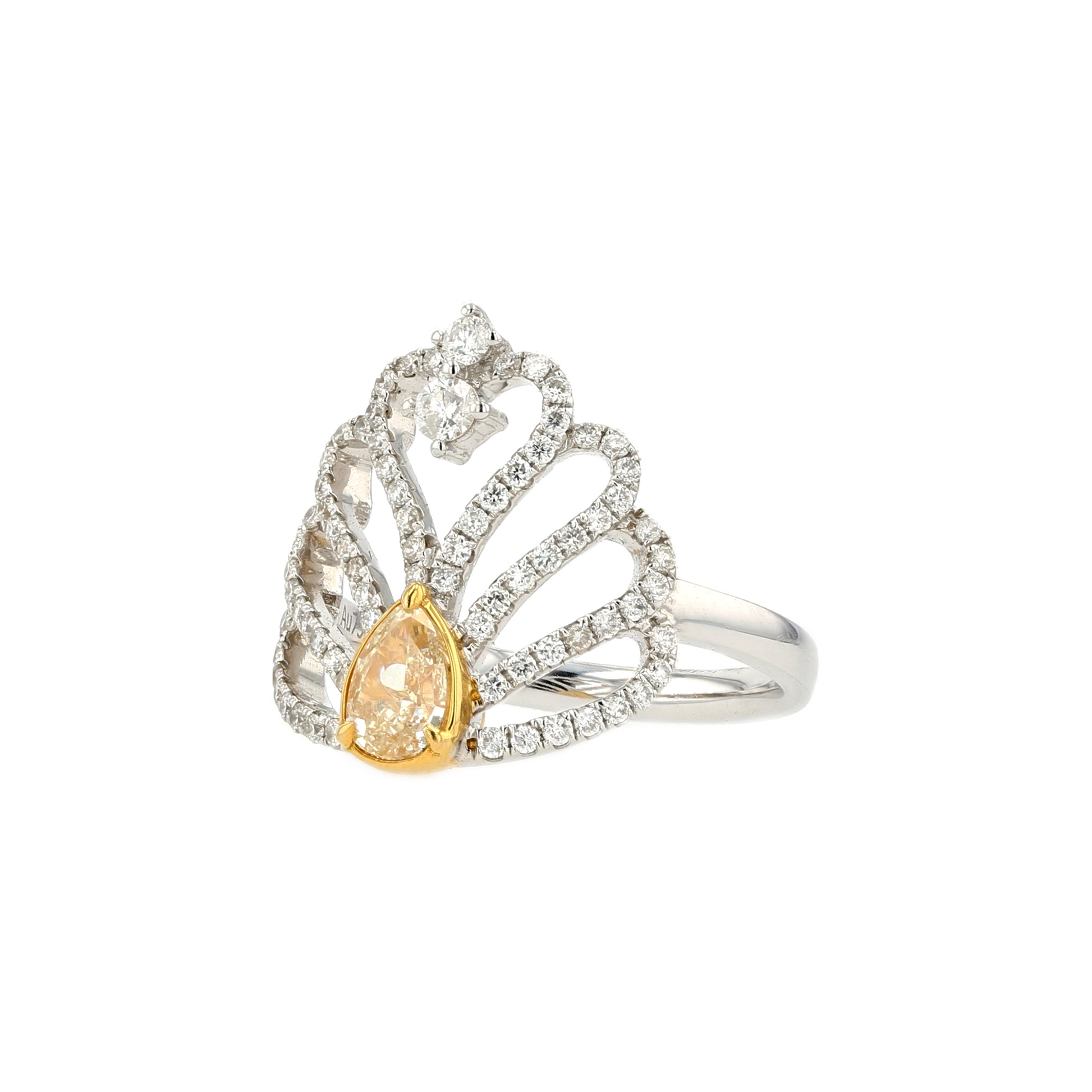 18KG 0.52ct Natural Untreated Yellow Diamond Ring