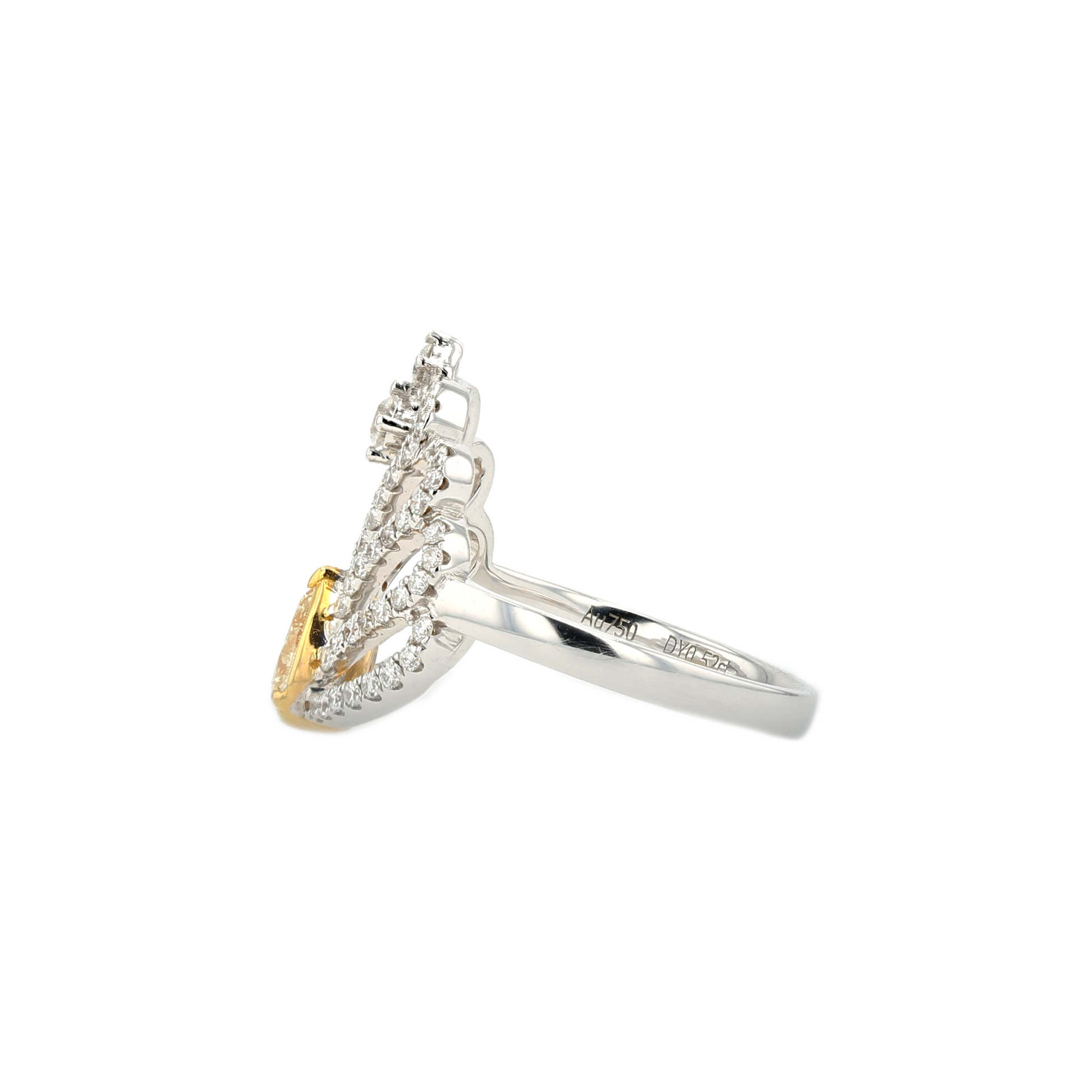 18KG 0.52ct Natural Untreated Yellow Diamond Ring