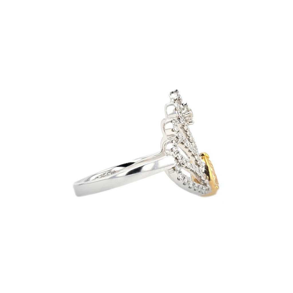 18KG 0.52ct Natural Untreated Yellow Diamond Ring