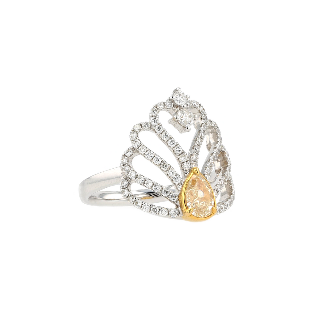 18KG 0.52ct Natural Untreated Yellow Diamond Ring