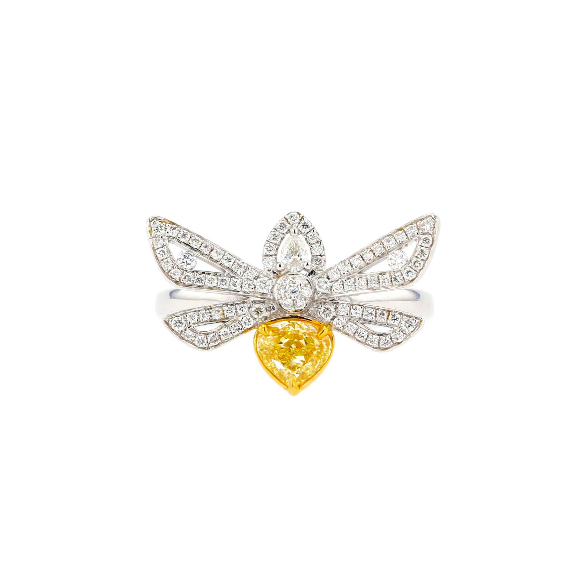 18KG 0.43ct Natural Untreated Yellow Diamond Ring